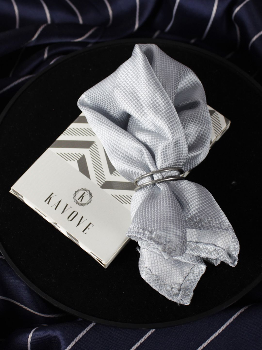 kavove KOVOVE Men Grey Self-Design Pocket Square-picture-35