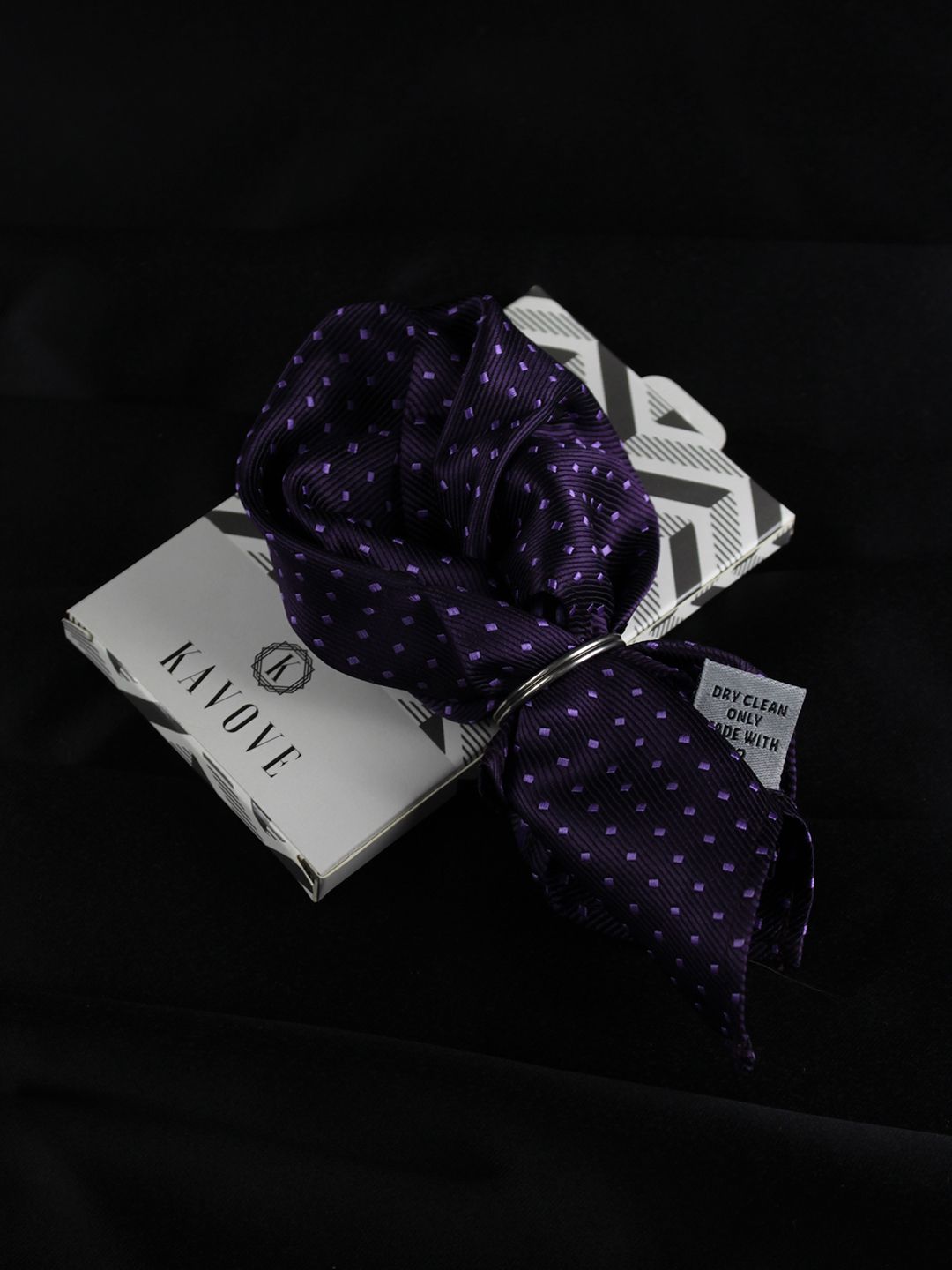 kavove KOVOVE Men Purple Polka Dot Woven-Design Pocket Square-picture-10