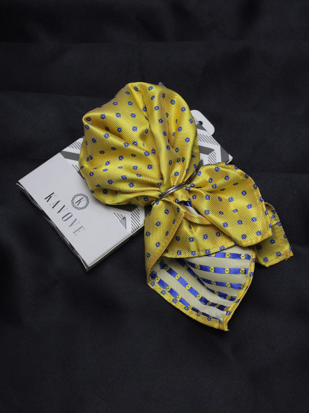 KOVOVE Men Yellow Self Designed Pocket Square-image-13