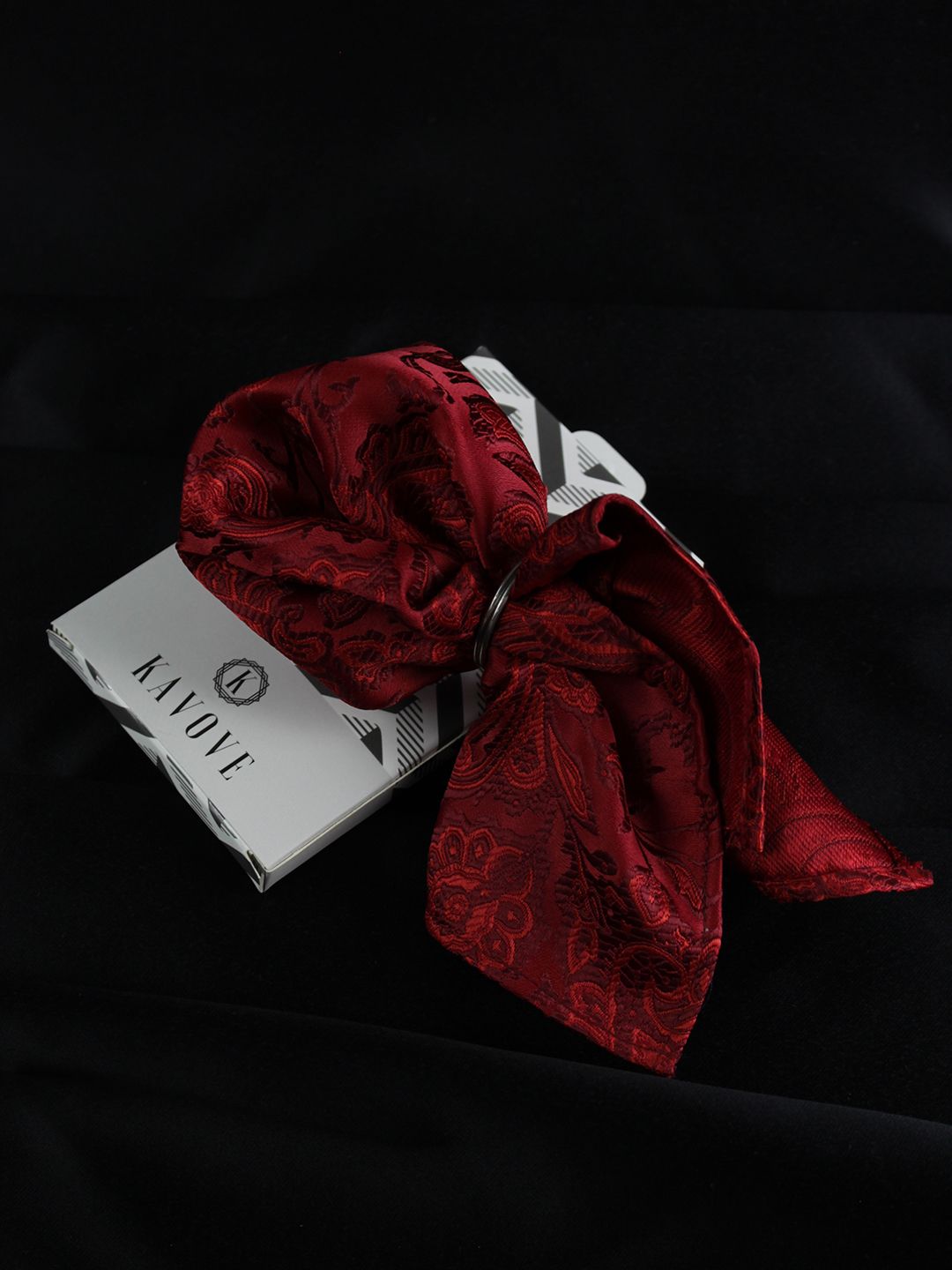 kavove KOVOVE Men Red Floral Printed Pocket Square-picture-14