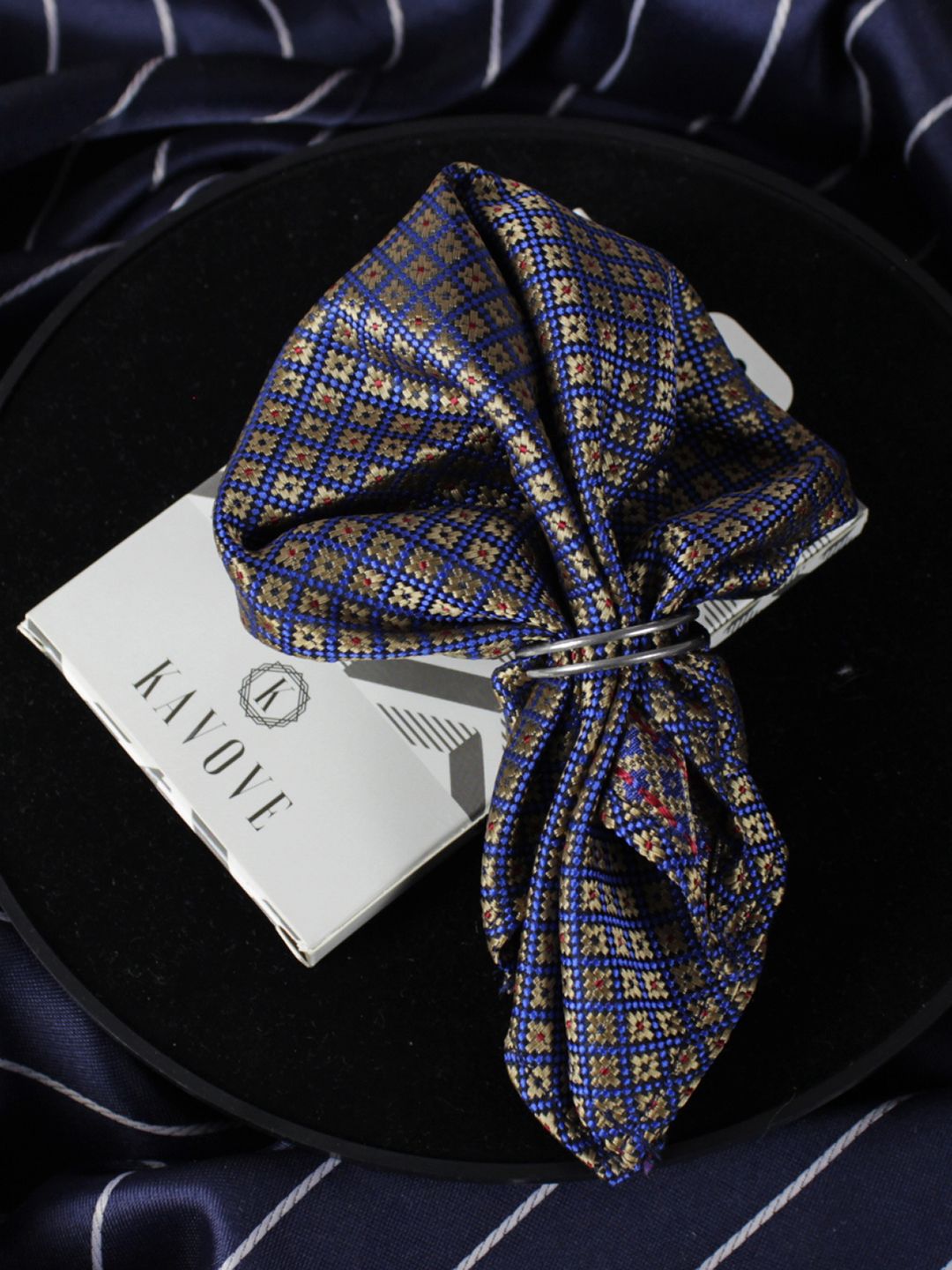 kavove KOVOVE Men Blue The Radiant Checkered Pocket Square-picture-10