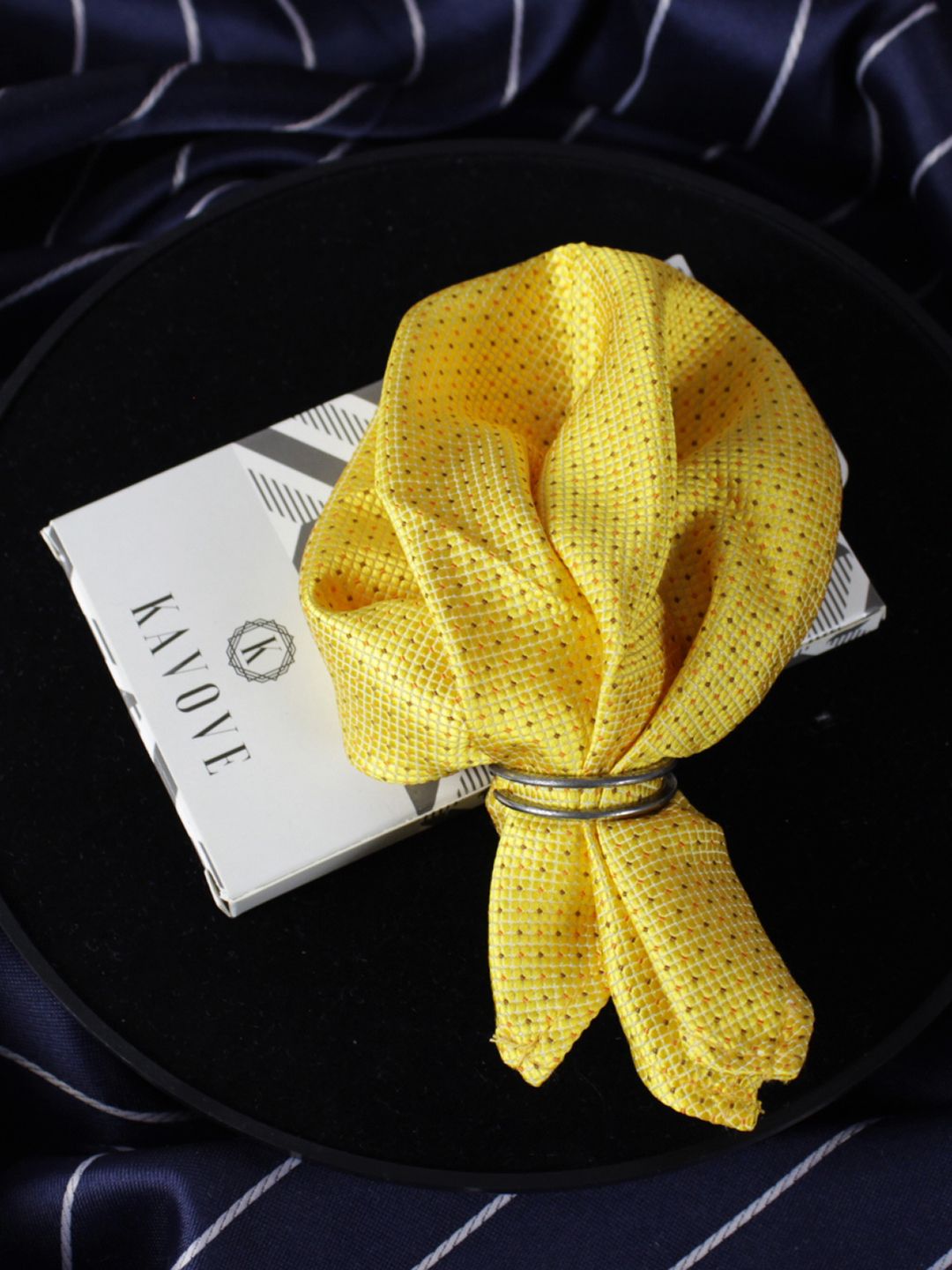 kavove KOVOVE Men Yellow & Pink Printed Pocket Square-picture-34
