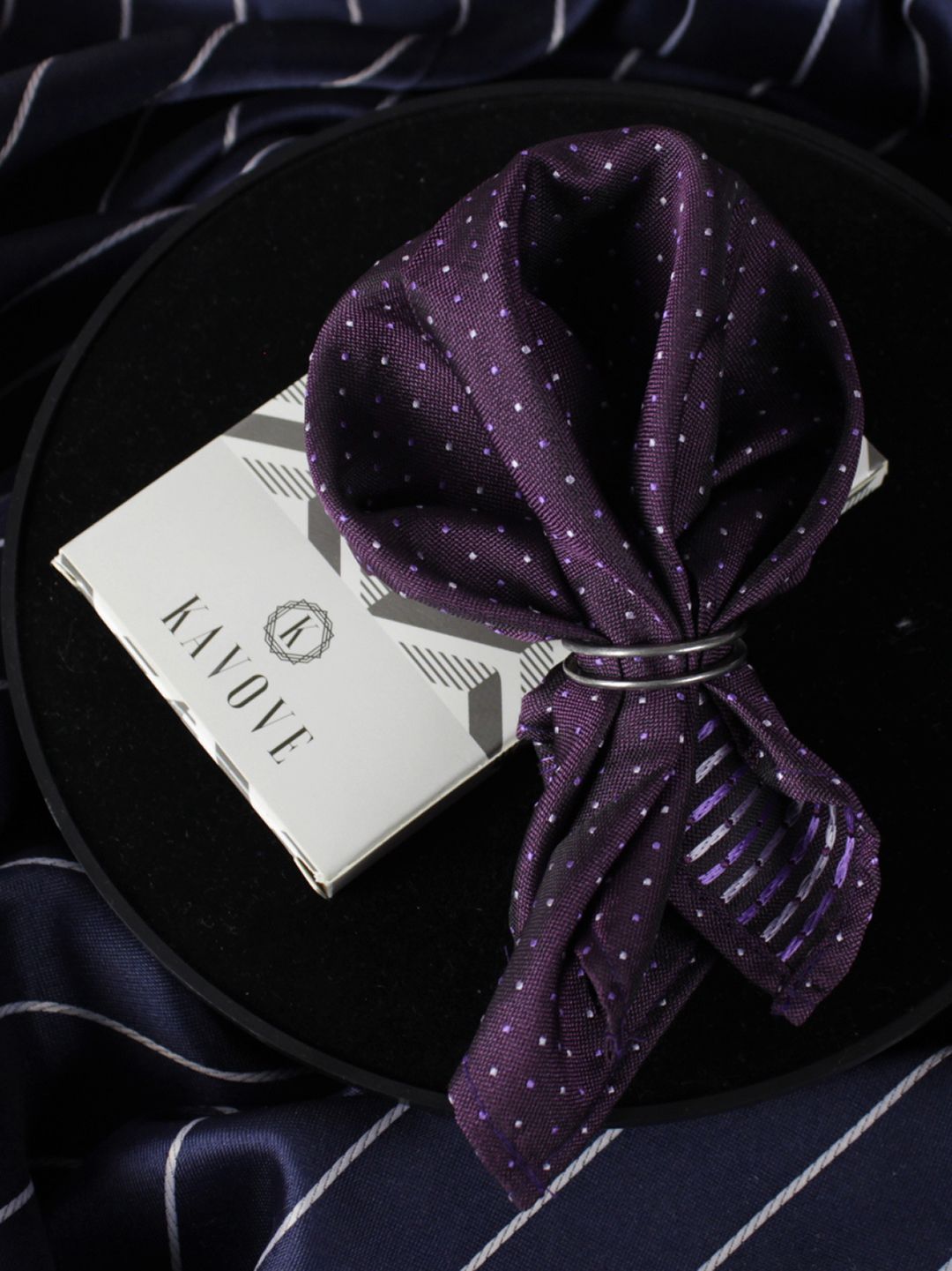 kavove KOVOVE Men Purple Polka Dot Printed Pocket Square-picture-17