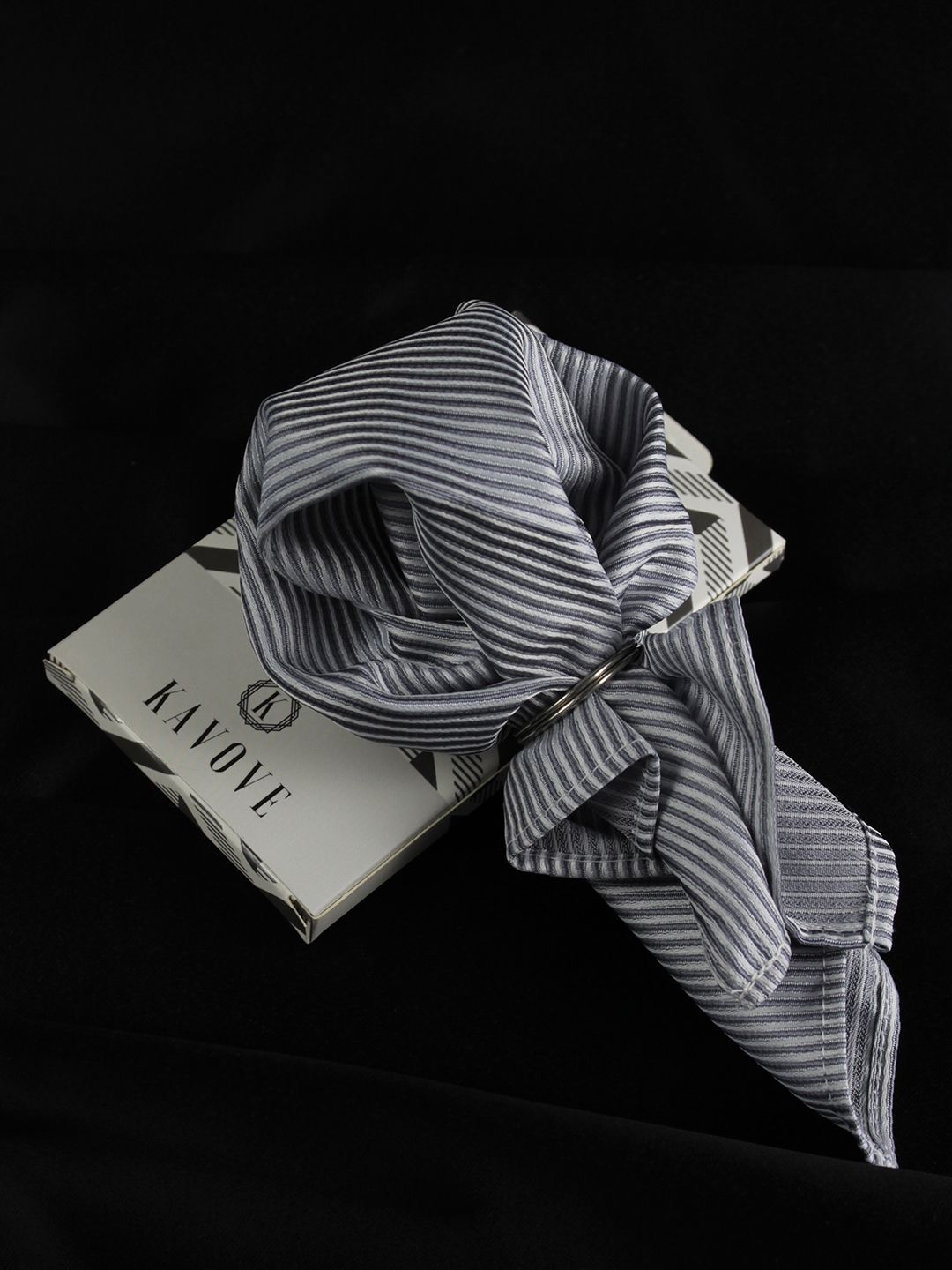 kavove KOVOVE Men White & Blue Striped Pocket Square-picture-38