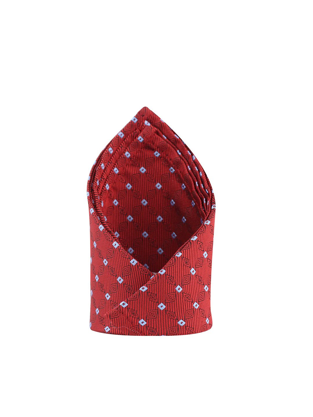 KOVOVE Men Maroon & Blue Woven Design Pocket Square-image-43