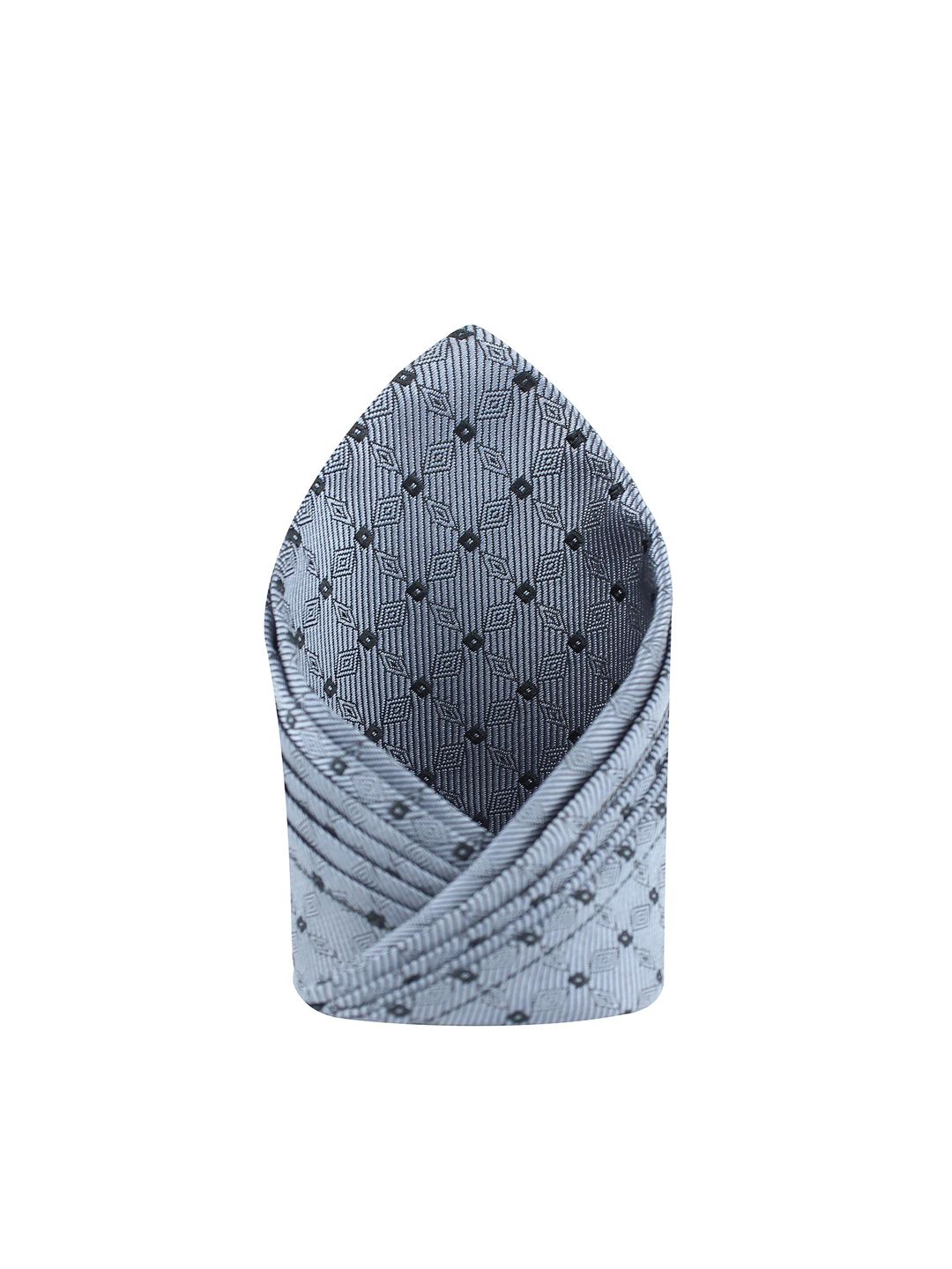 kavove KOVOVE Men Silver-Coloured Self-Design Pocket Square-picture-34