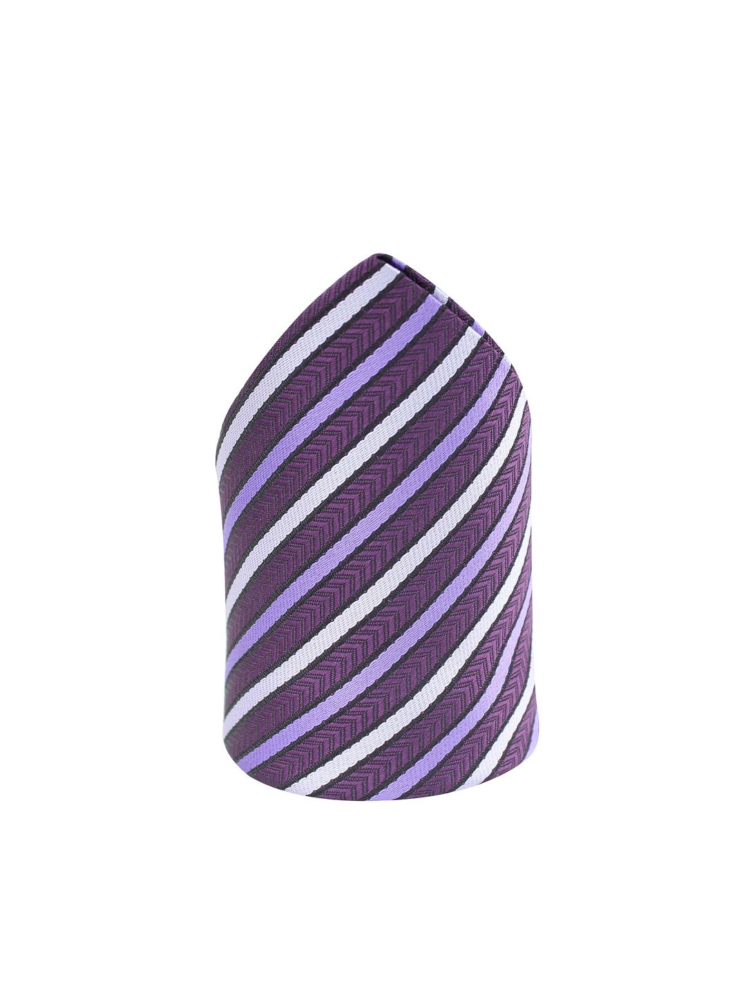 kavove KOVOVE Men Purple & White Striped Woven-Design Pocket Square-picture-27