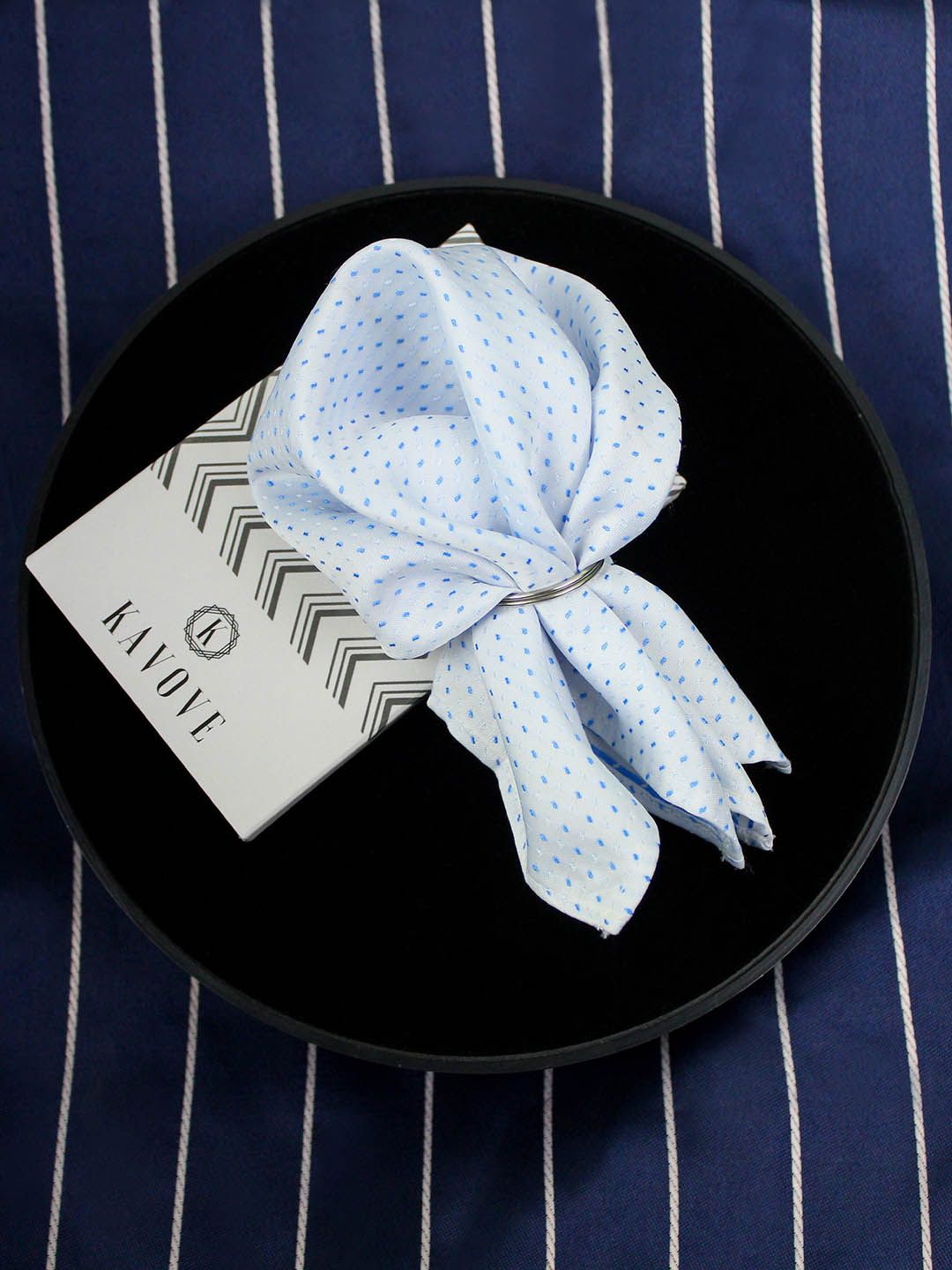 kavove KOVOVE Men Blue & White Printed Pocket Square-picture-22