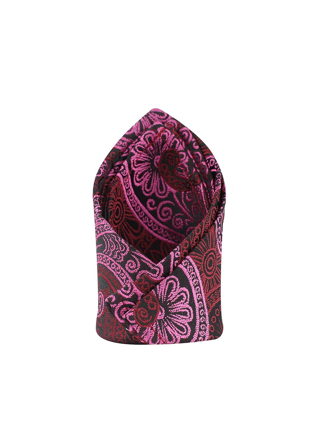 kavove KOVOVE Men Red & Pink Paisley Woven Design Pocket Square-picture-30