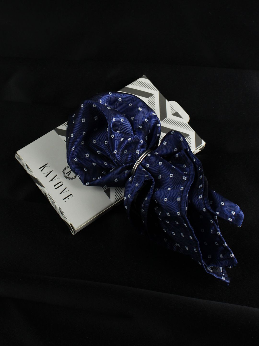 kavove KOVOVE Men Blue & White Printed Pocket Square-picture-36
