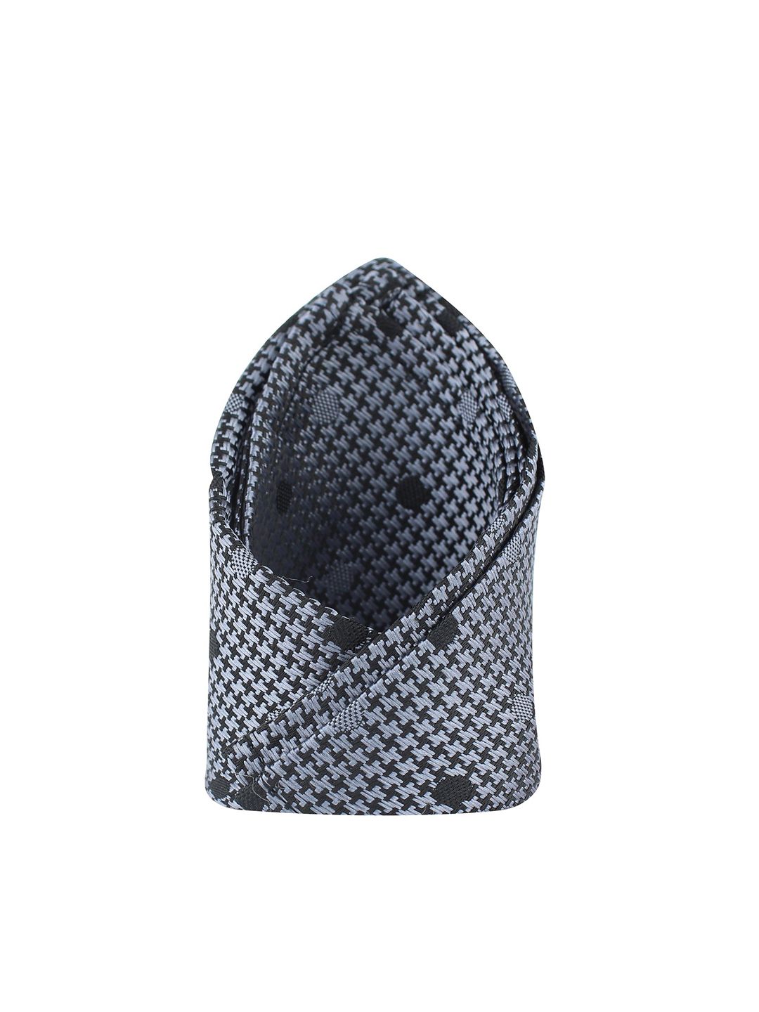 kavove KOVOVE Men Black & Grey Self-Design Pocket Square-picture-38