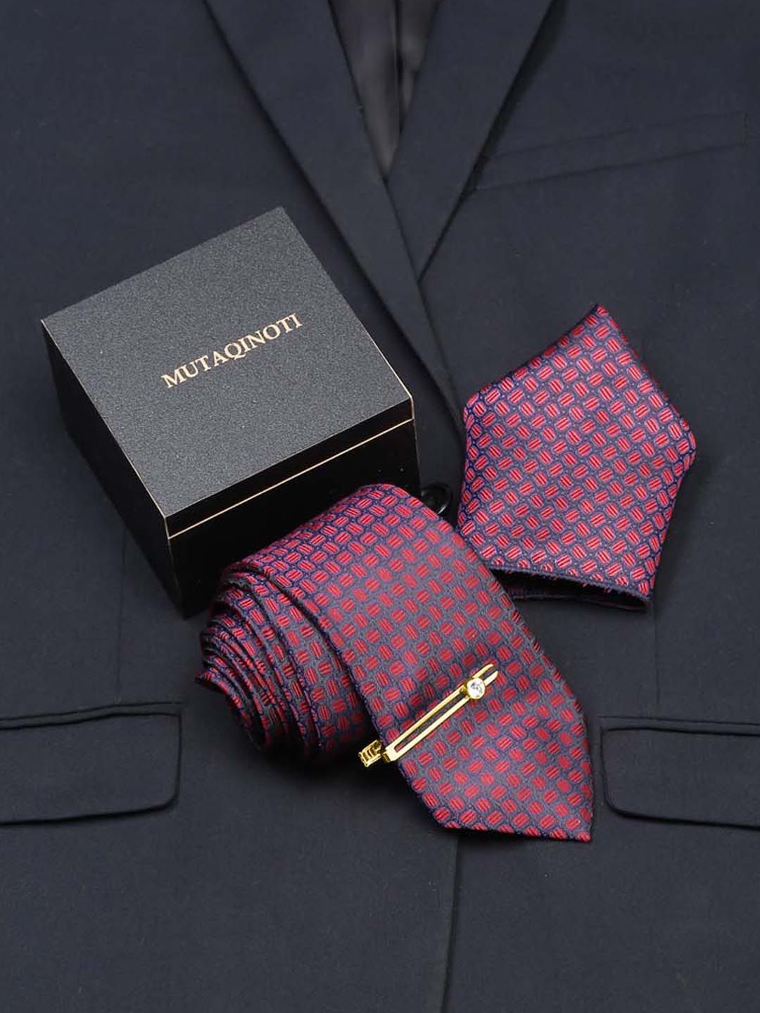 MUTAQINOTI Men Silk Necktie Accessory Gift Set-picture-50