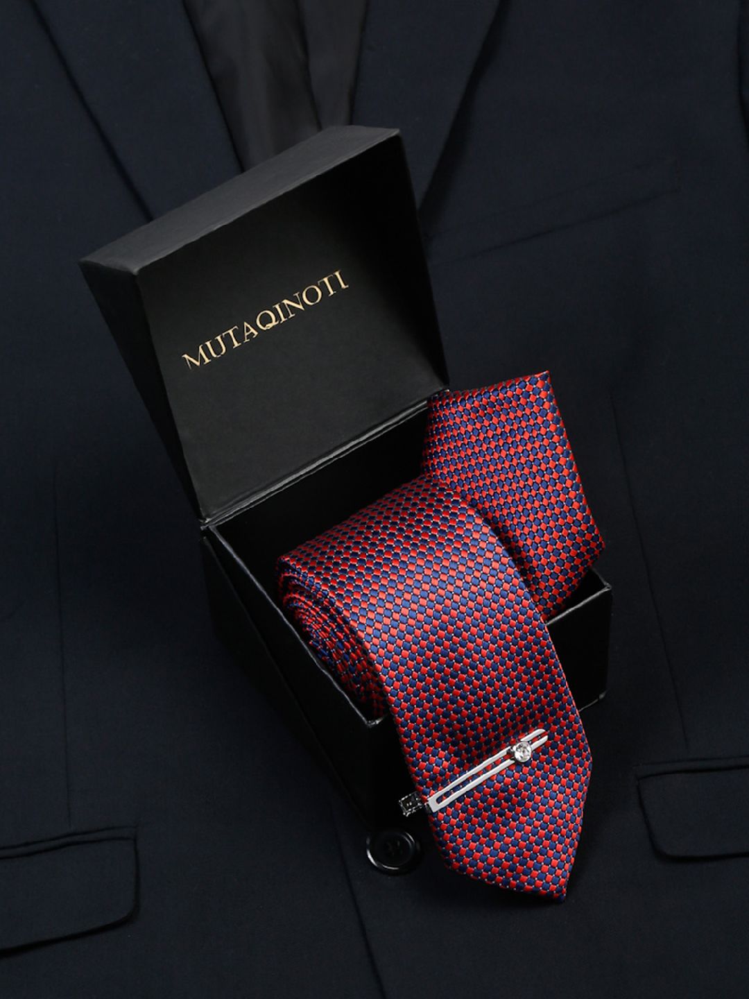 MUTAQINOTI Men Woven Design Silk Necktie Accessory Gift Set-picture-34