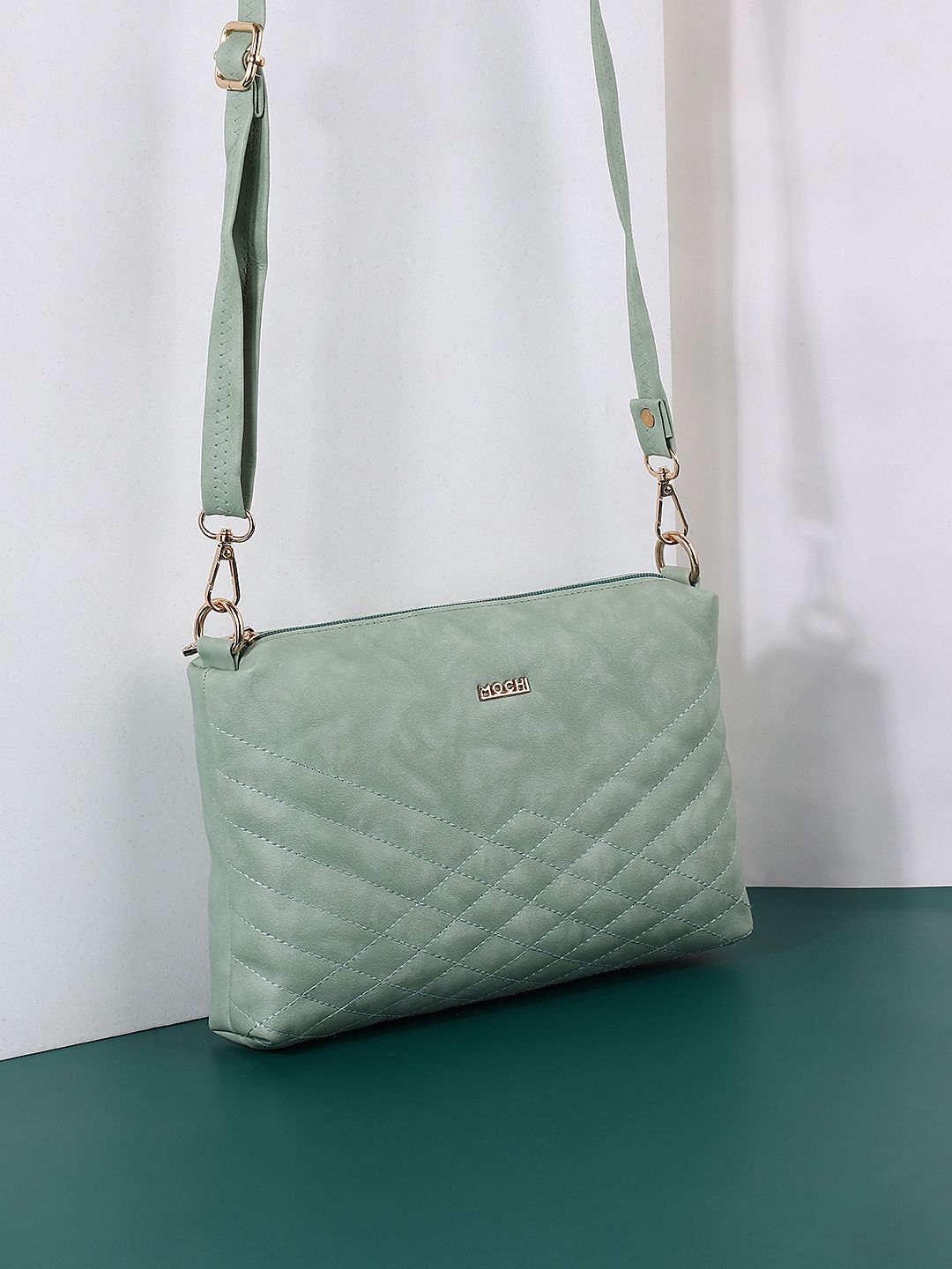 Mochi Green Structured Sling Bag-picture-12