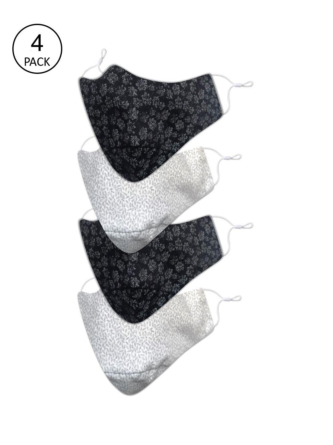 EL REGALO Men Pack of 4 Printed 3-Ply Reusable Cotton Cloth Masks-image-2