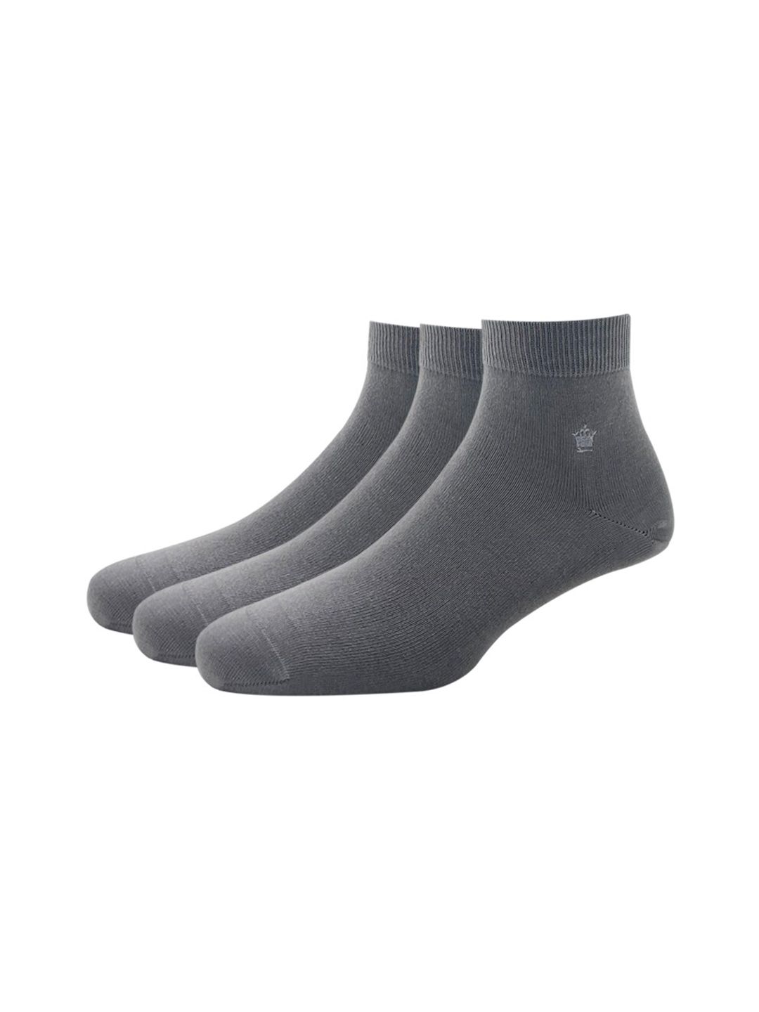 Louis Philippe Men Pack of 3 Grey Solid Above Ankle Socks-picture-27