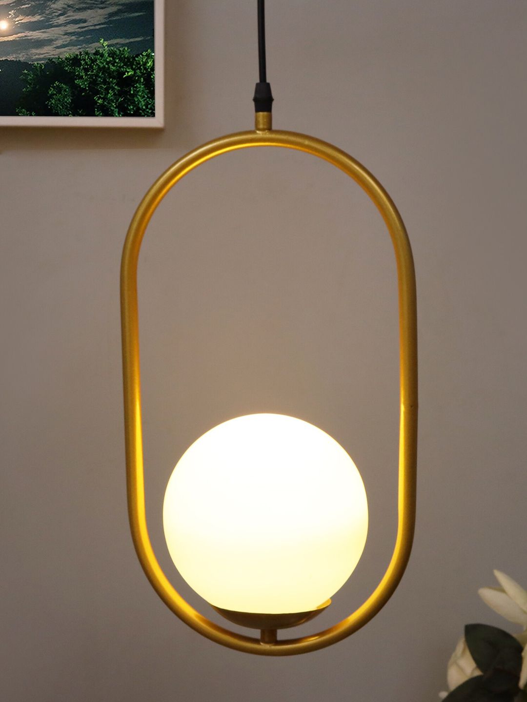 Homesake Gold-Toned Frosted Glass Mid Century Modern Ceiling Lamp-picture-55