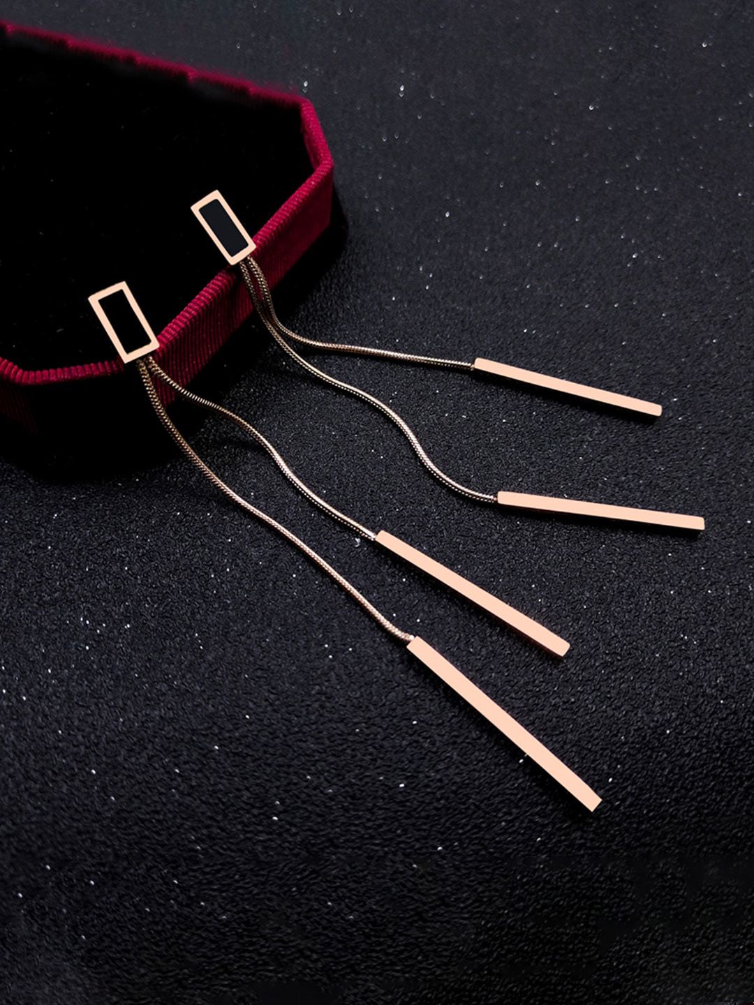 Yellow Chimes Rose Gold-Plated Quirky Danglers Earrings-picture-25