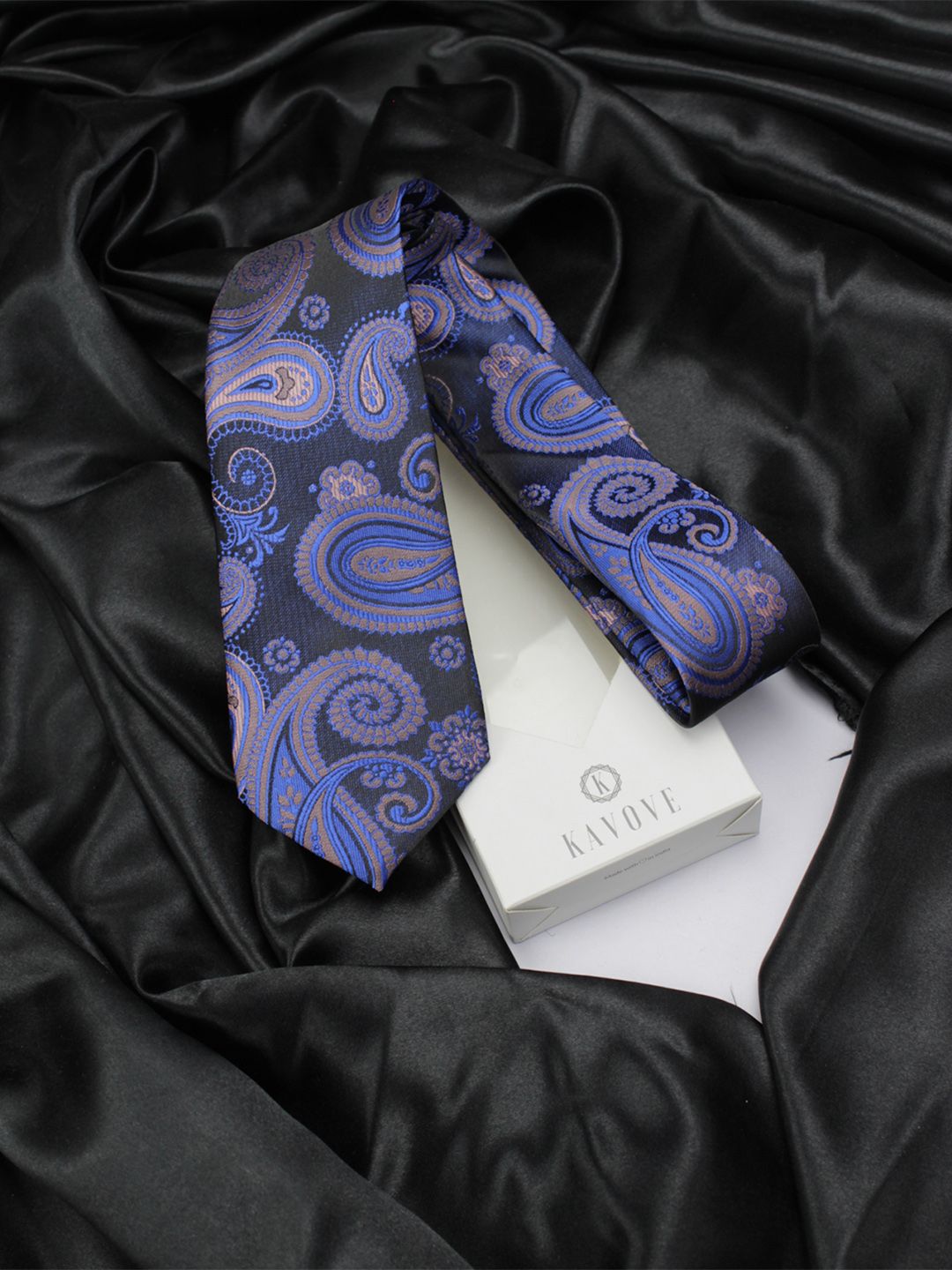 kavove KOVOVE Men Blue Woven Design Broad Tie-picture-29