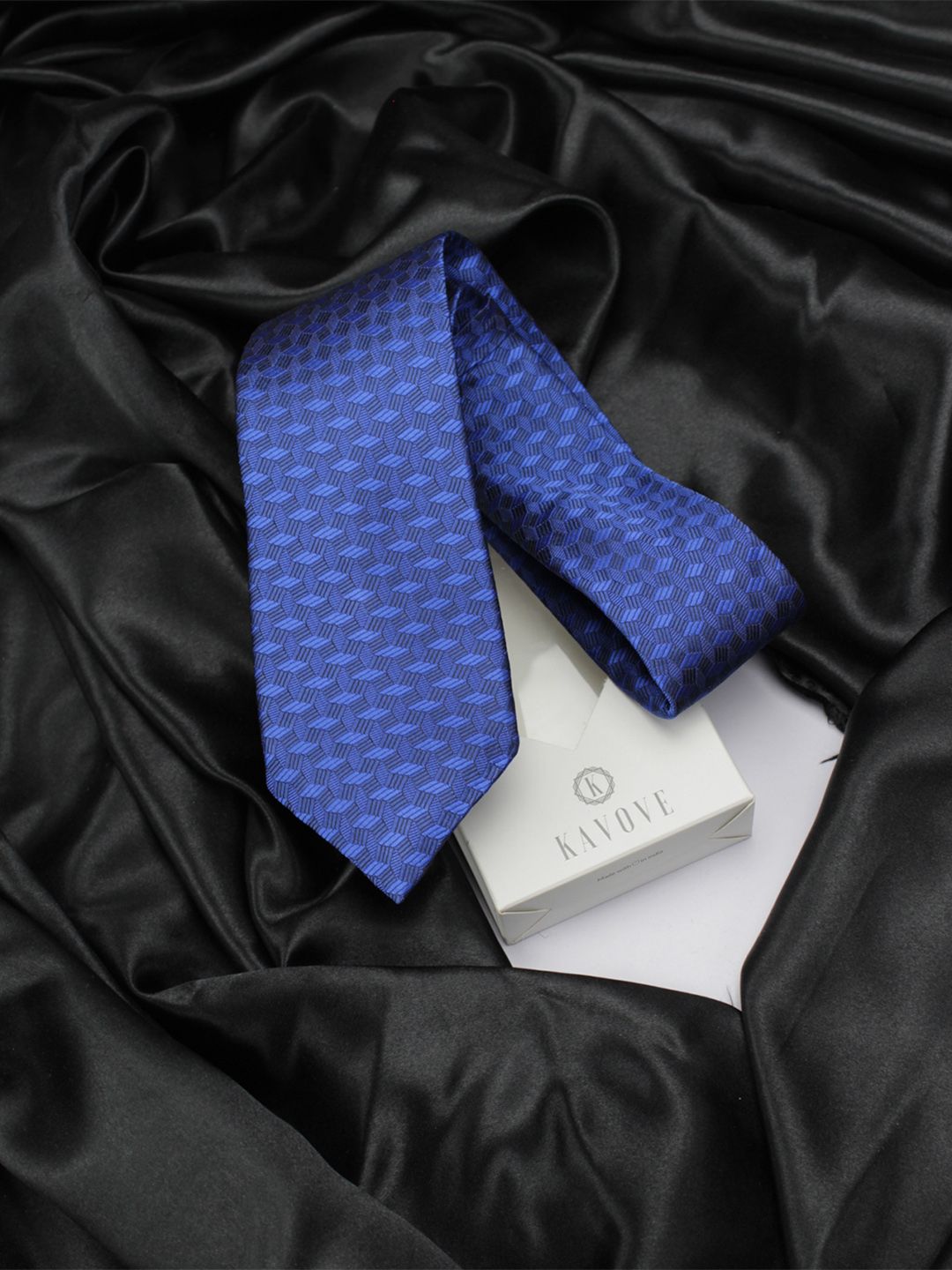 kavove KOVOVE Men Blue Woven Design Broad Tie-picture-26