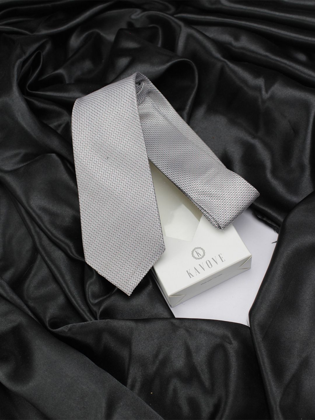 kavove KOVOVE Men Grey Woven Design Broad Tie-picture-33
