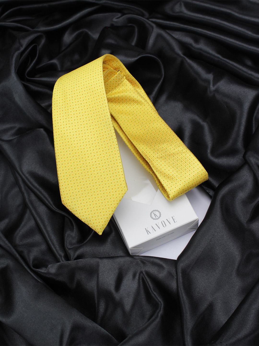 kavove KOVOVE Men Yellow & Orange Woven Design Broad Tie-picture-15