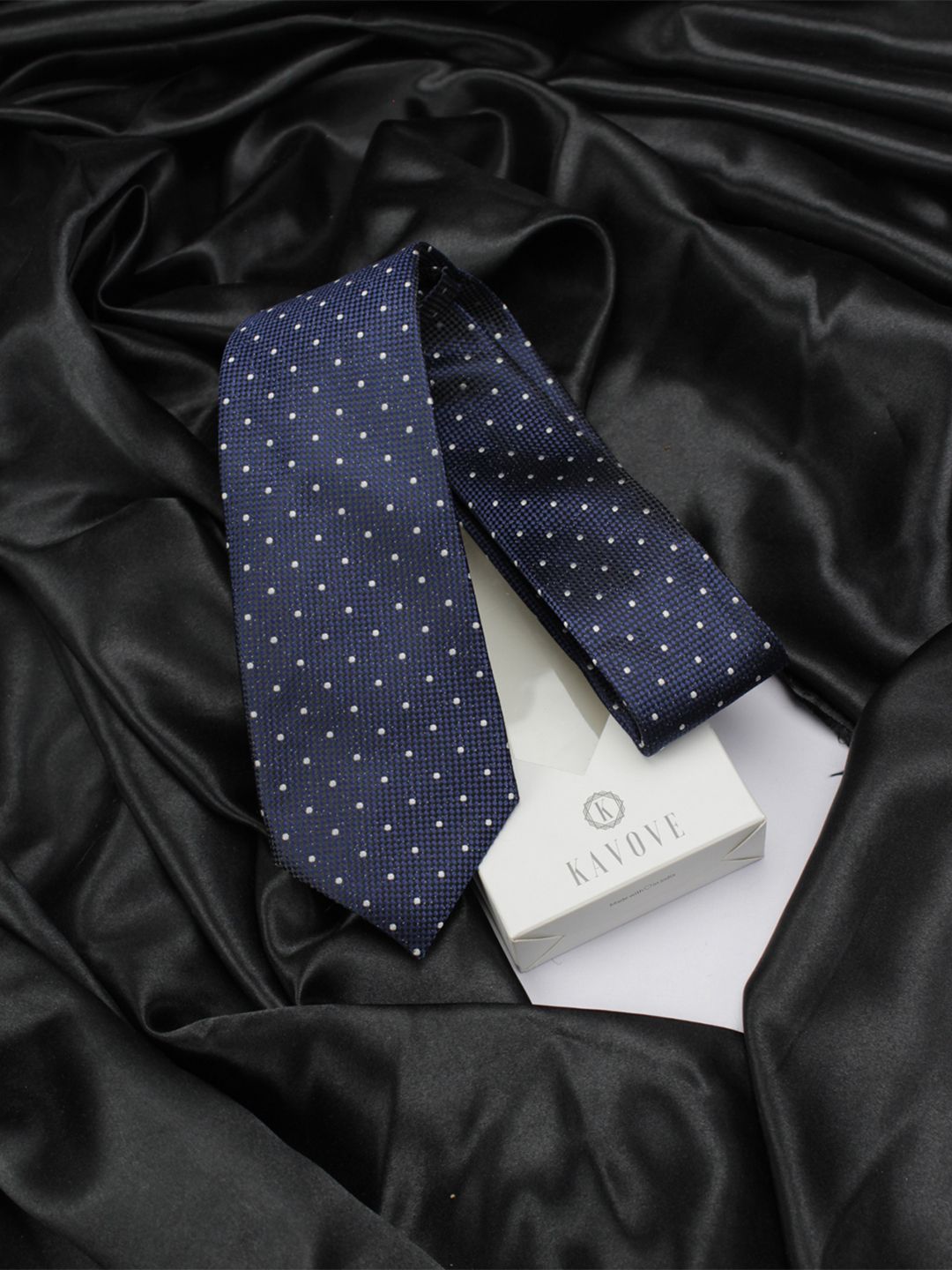 kavove KOVOVE Men Blue & White Woven Design Broad Tie-picture-34