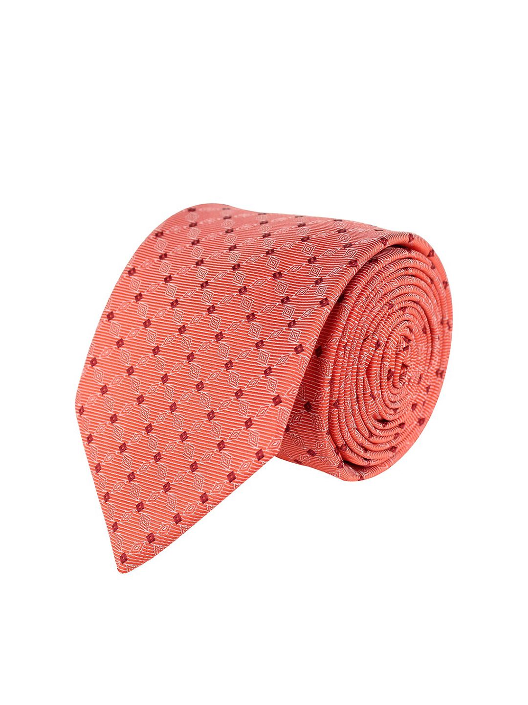 kavove KOVOVE Men Pink & Orange Checked Broad Neck Tie-picture-36