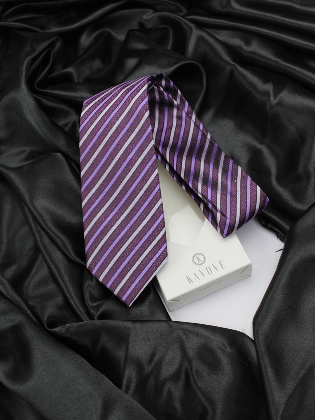 kavove KOVOVE Men Purple Striped Broad Tie-picture-23