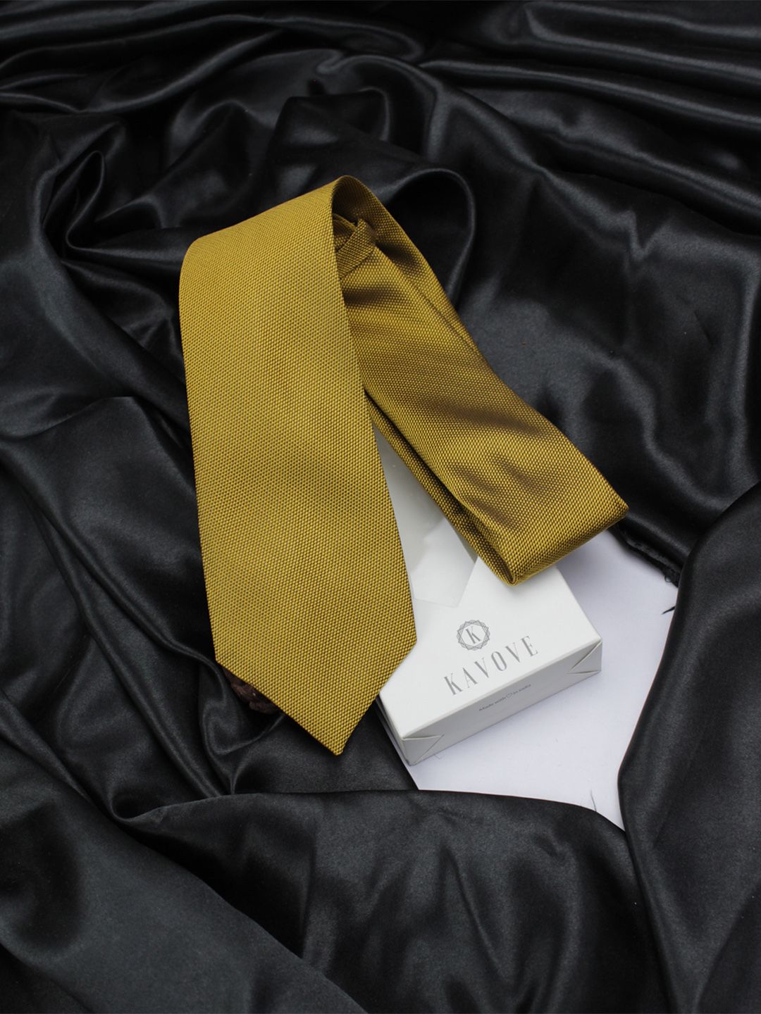kavove KOVOVE Men The Twining Dash Mustard & Brown Woven Design Broad Tie-picture-31