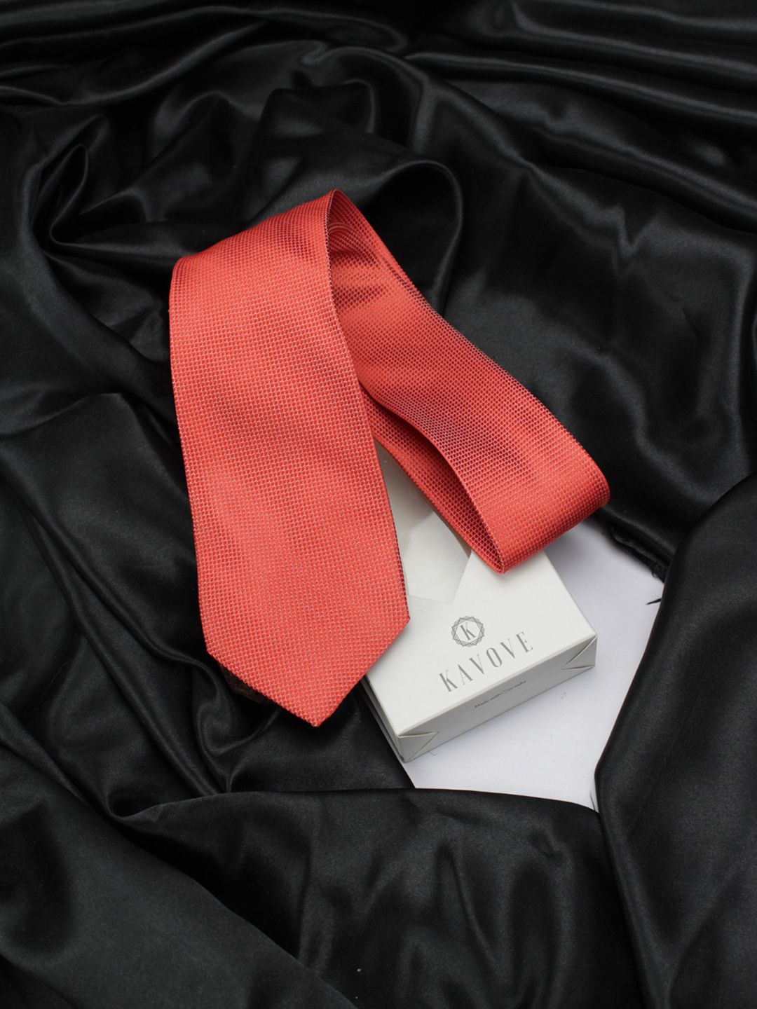 kavove KOVOVE Men Red Checked Broad Tie-picture-35