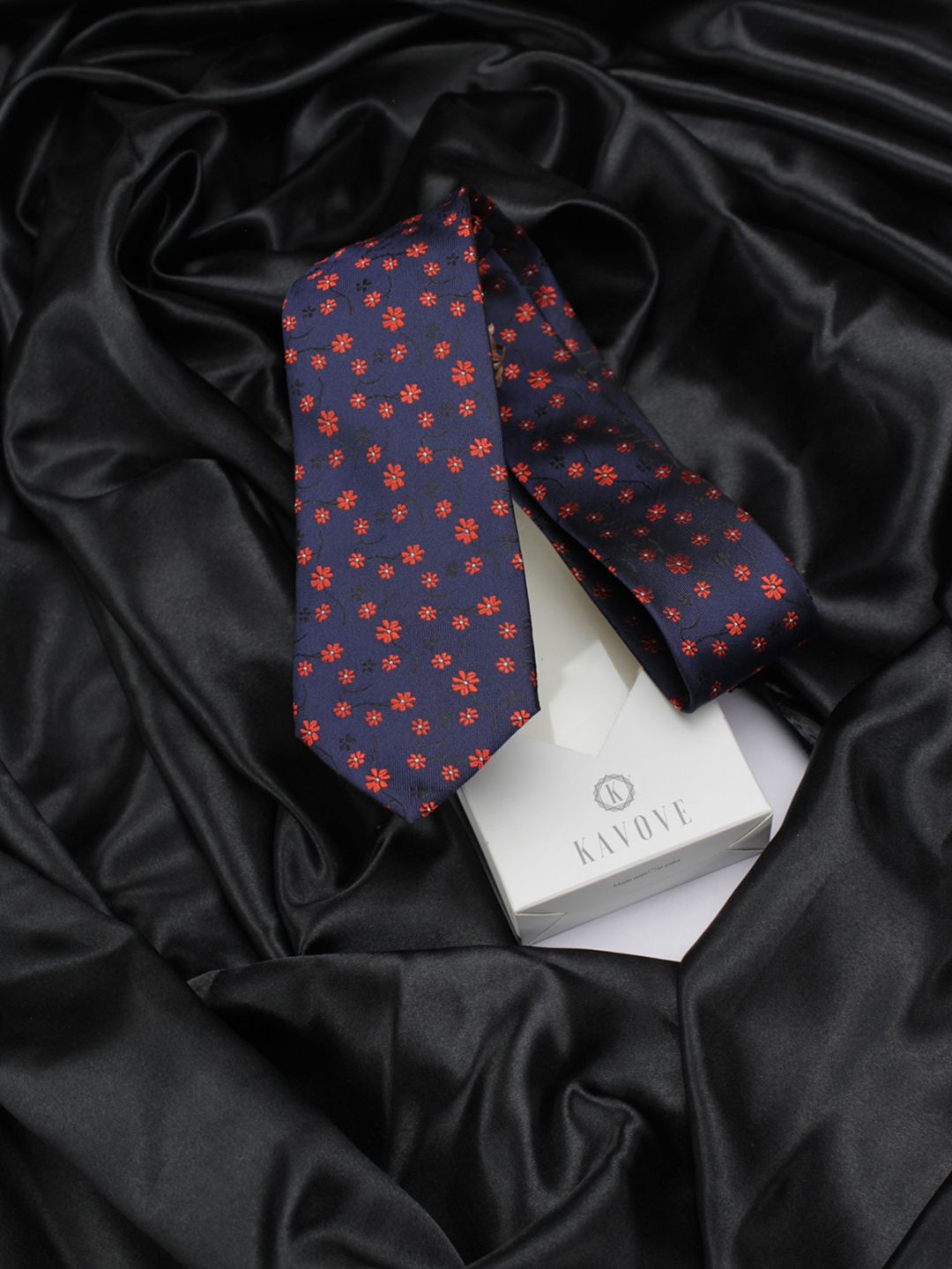 kavove KOVOVE Men Blue & Red Floral Woven Design Broad Tie-picture-25