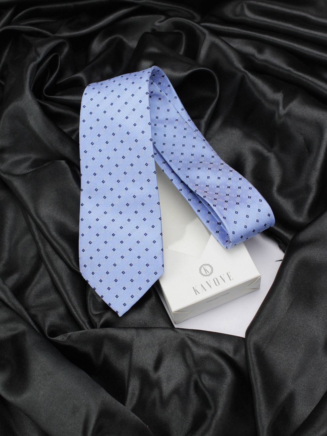 kavove KOVOVE Men Blue & Black Checked Broad Tie-picture-28