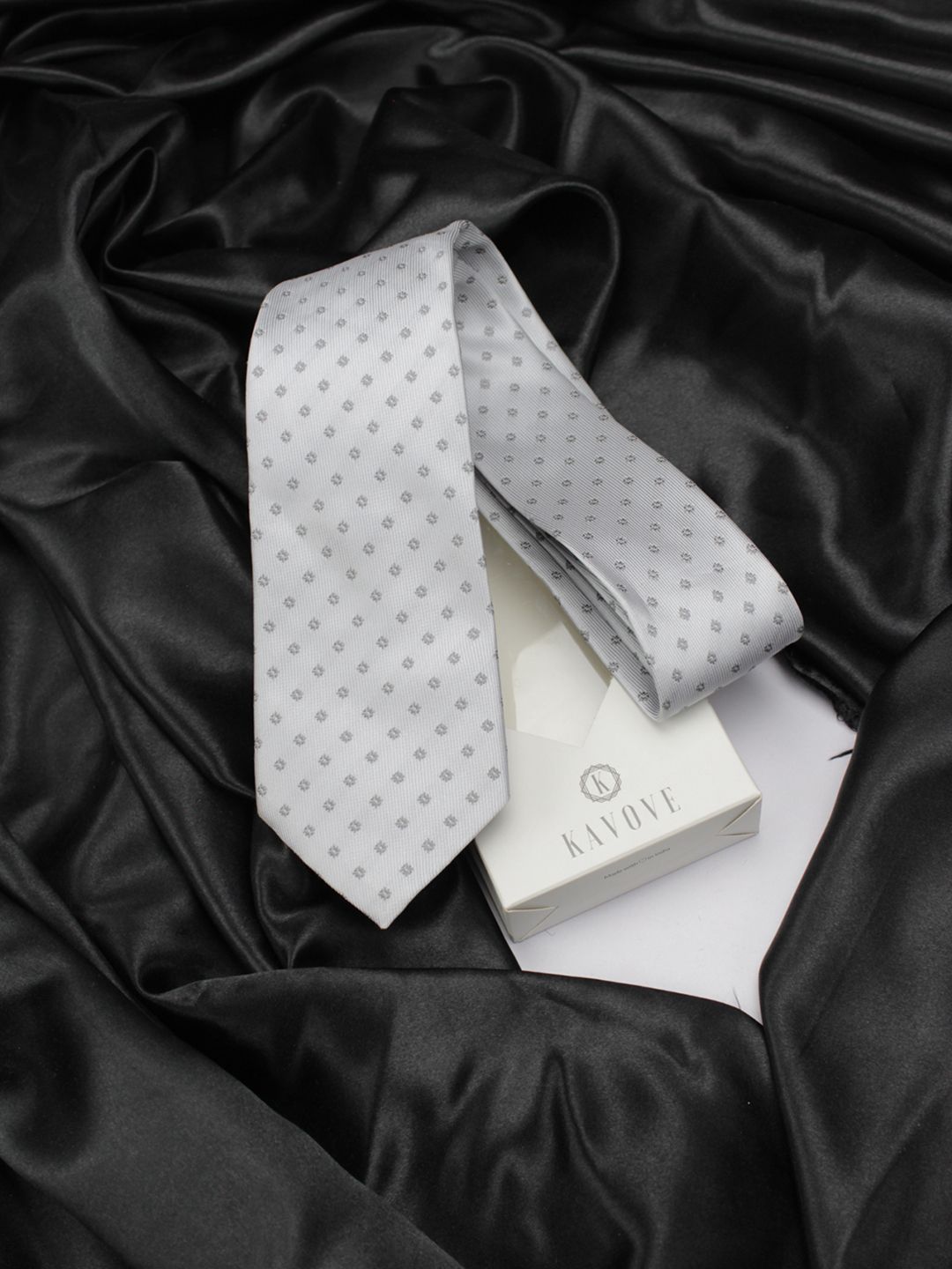 kavove KOVOVE Men Grey Woven Design Broad Tie-picture-20