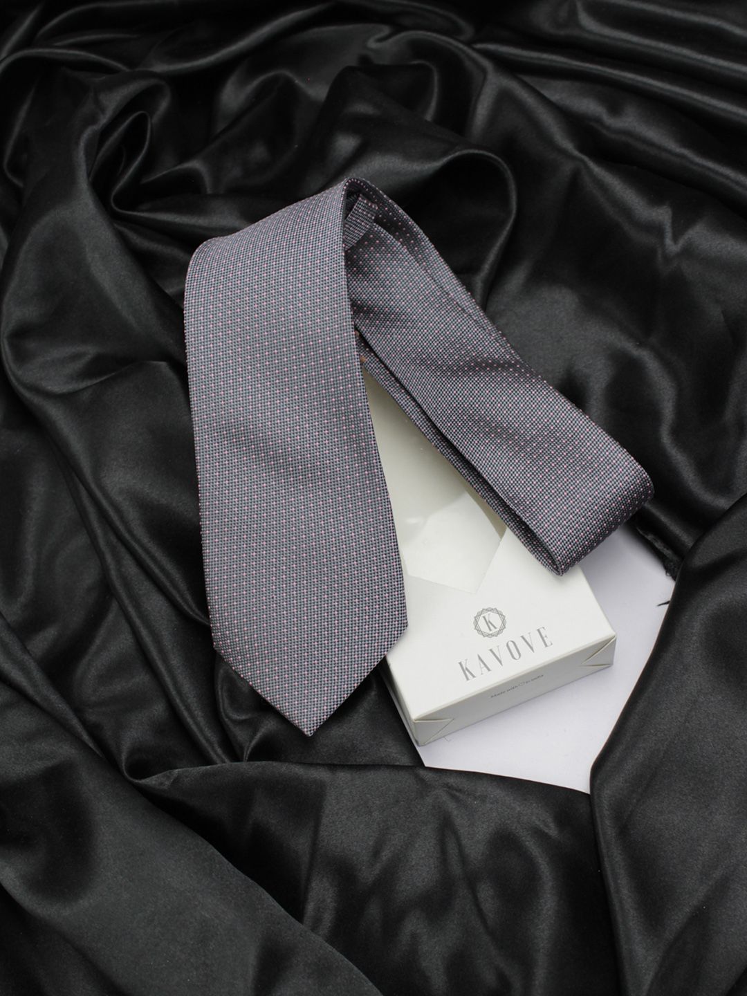kavove KOVOVE Men Grey Woven Design Broad Tie-picture-36