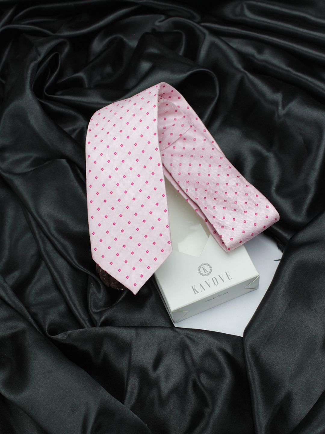 kavove KOVOVE Men Pink Checked Broad Tie-picture-24
