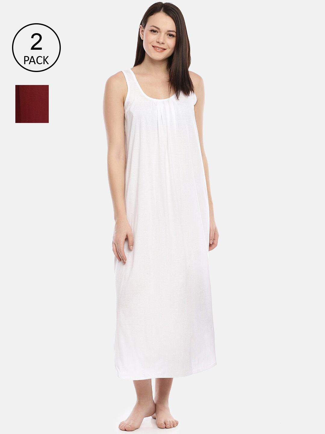 GOLDSTROMS Women Maroon Pack of 2 Cotton Longline Camisoles-picture-36