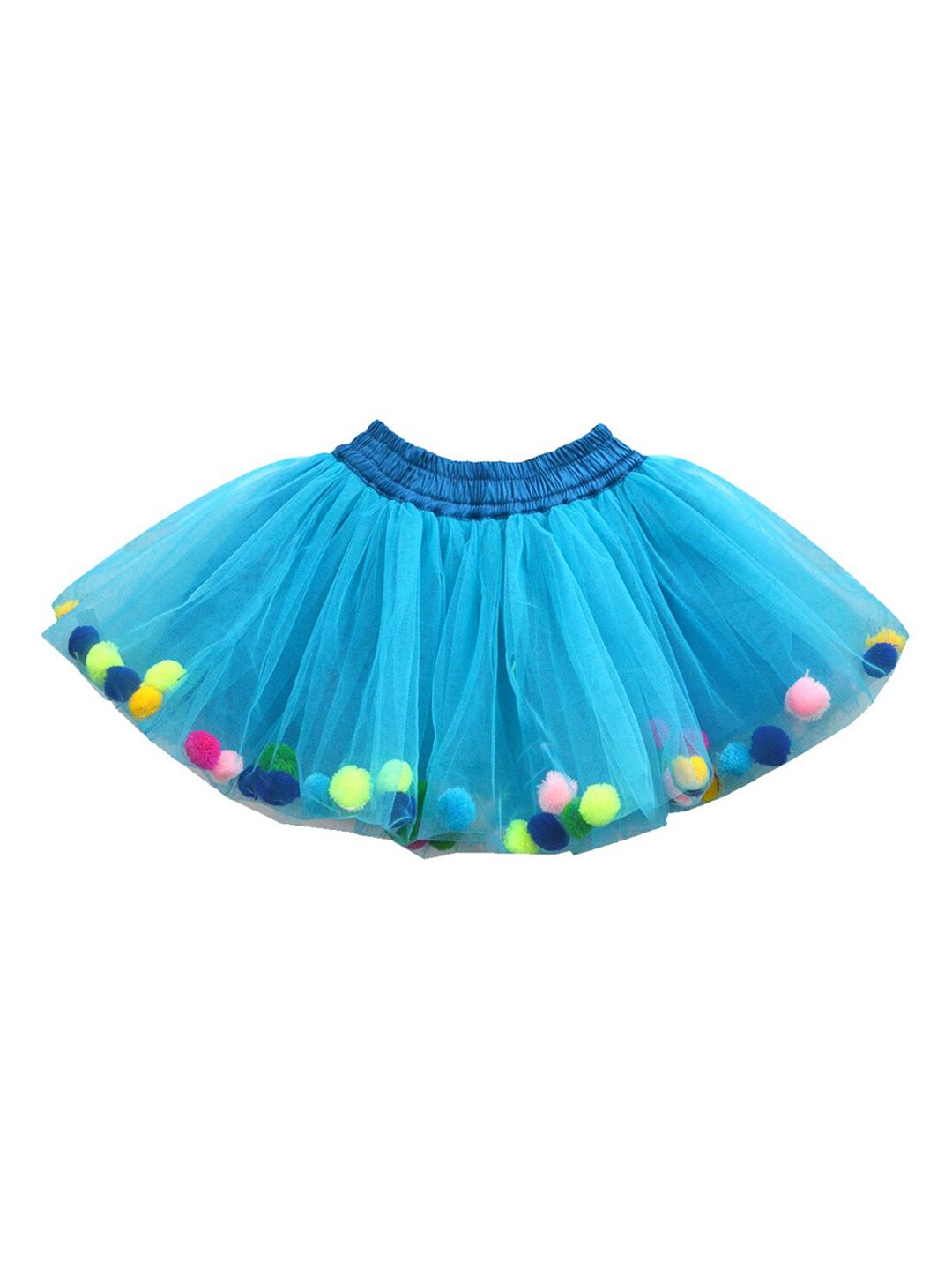 A.T.U.N. Girls Turquoise Blue Solid Flared Mini Tutu Skirt-picture-42