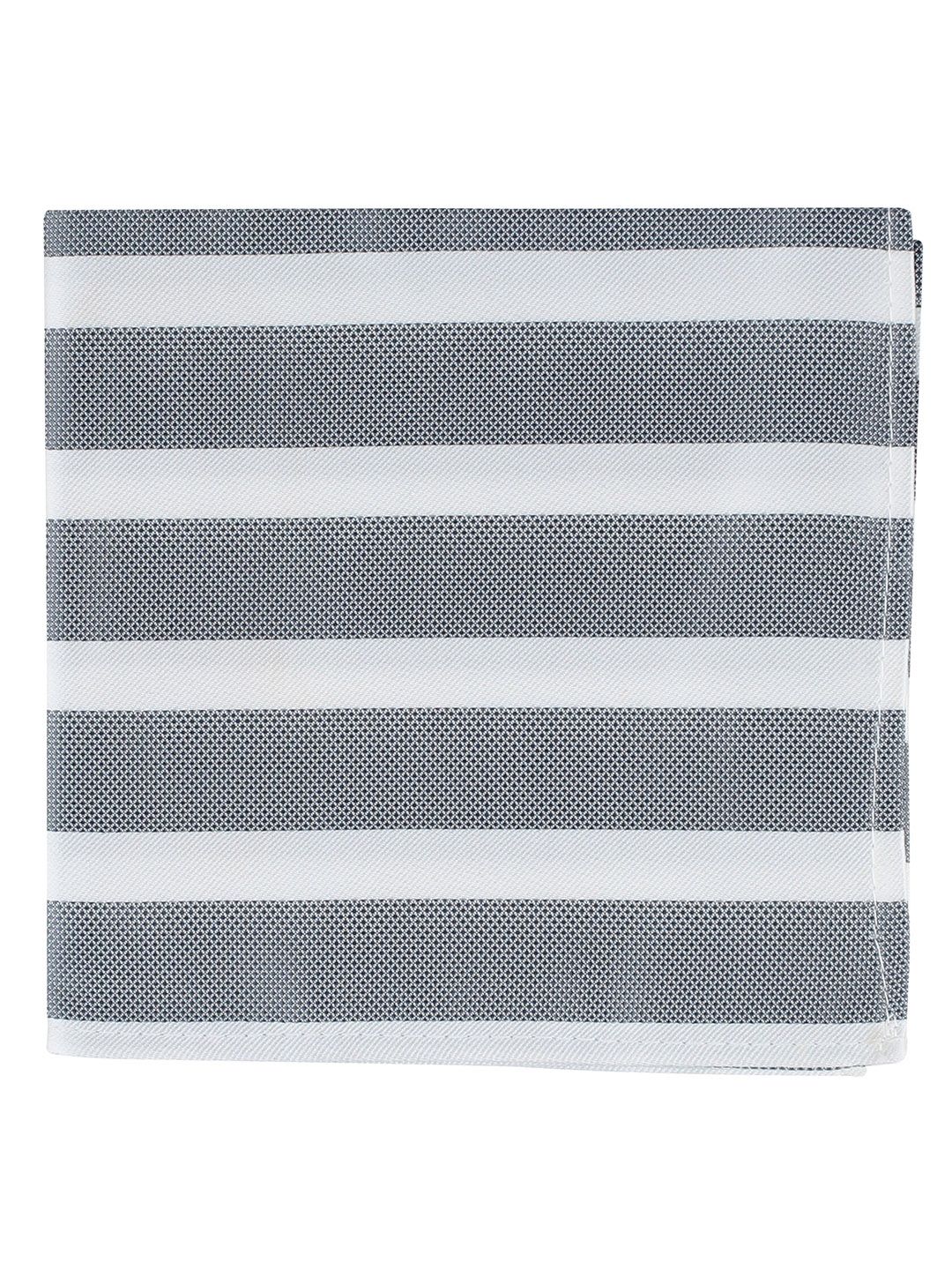 KOVOVE Men Grey & White Striped Pocket Square-image-46