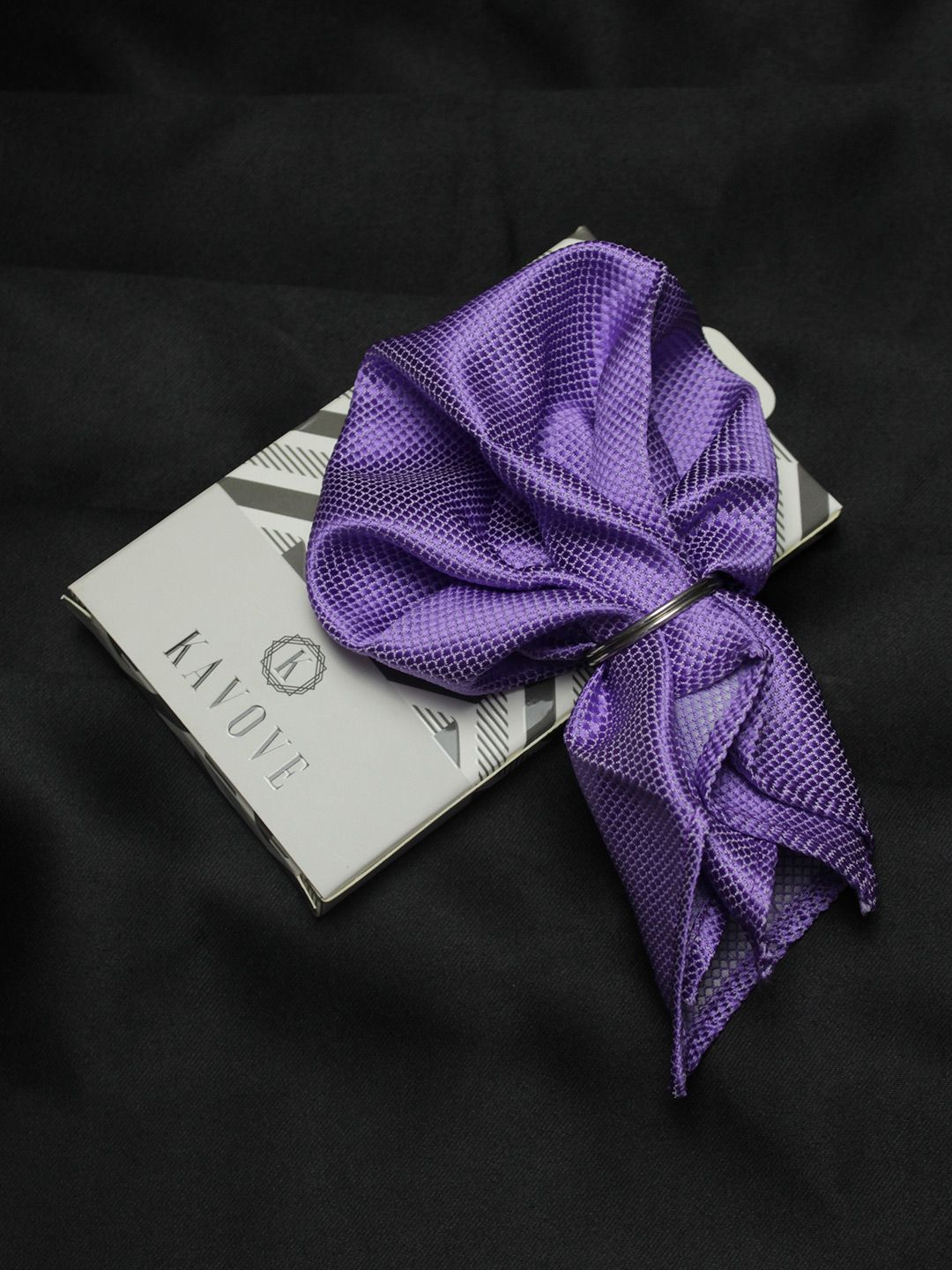 kavove KOVOVE Men Lavender Self Design Pocket Square-picture-26