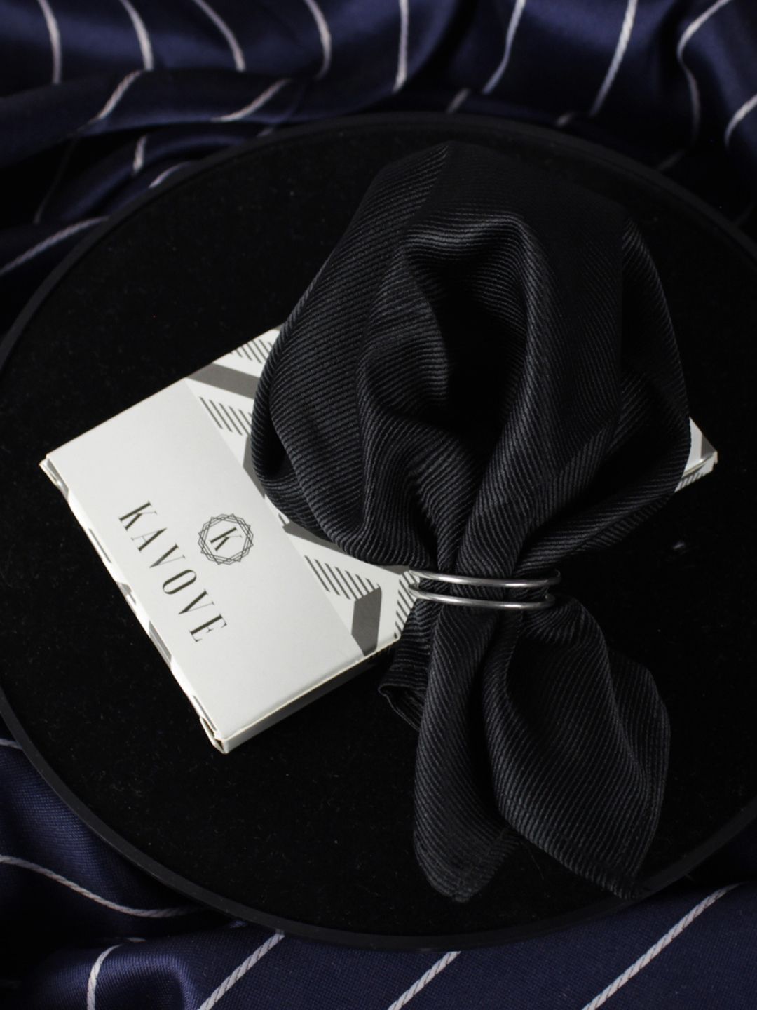 KOVOVE Men Black Solid Pocket Square-image-31