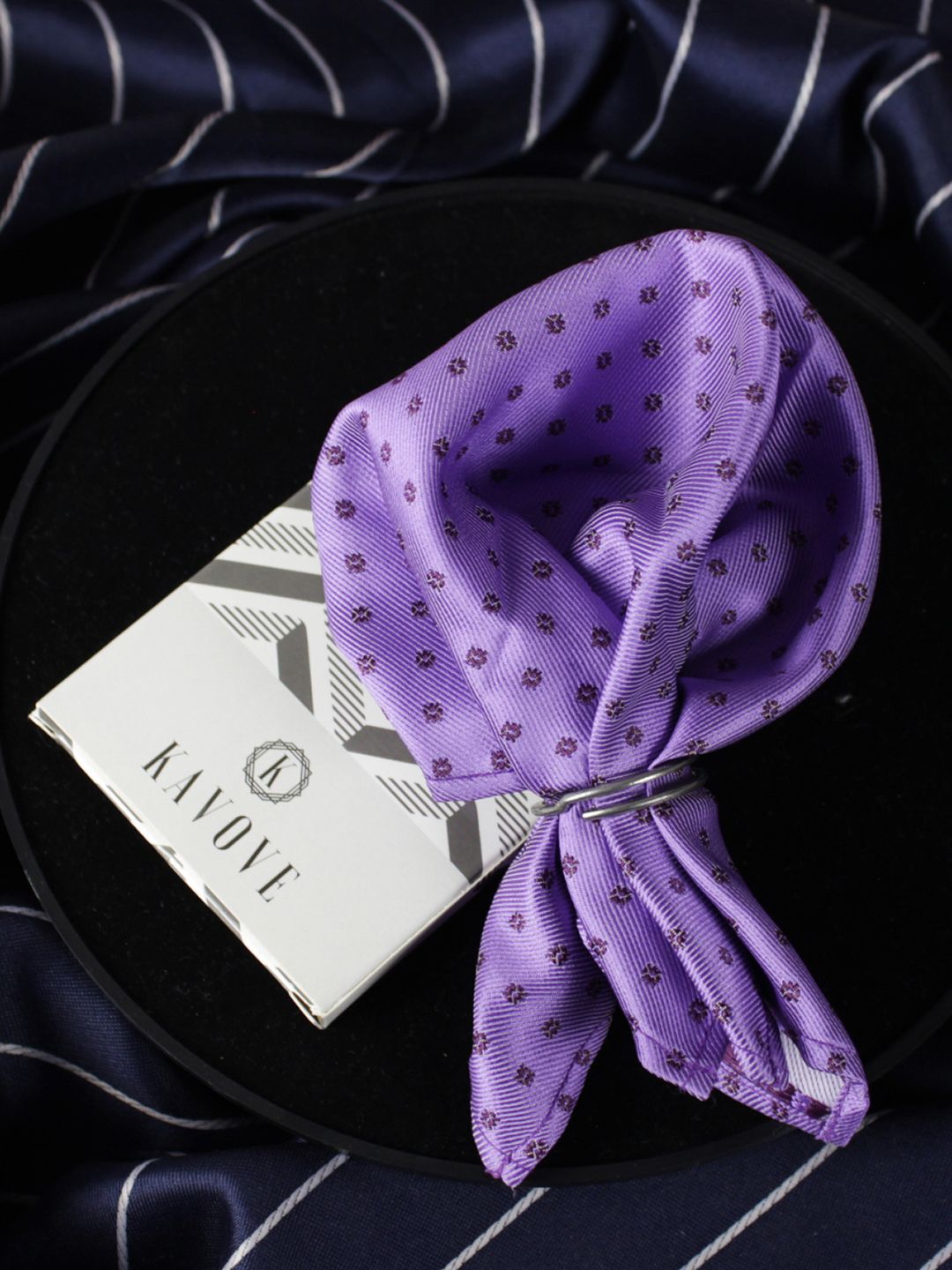 kavove KOVOVE Purple Polka Dots Fusion Pocket Square-picture-21