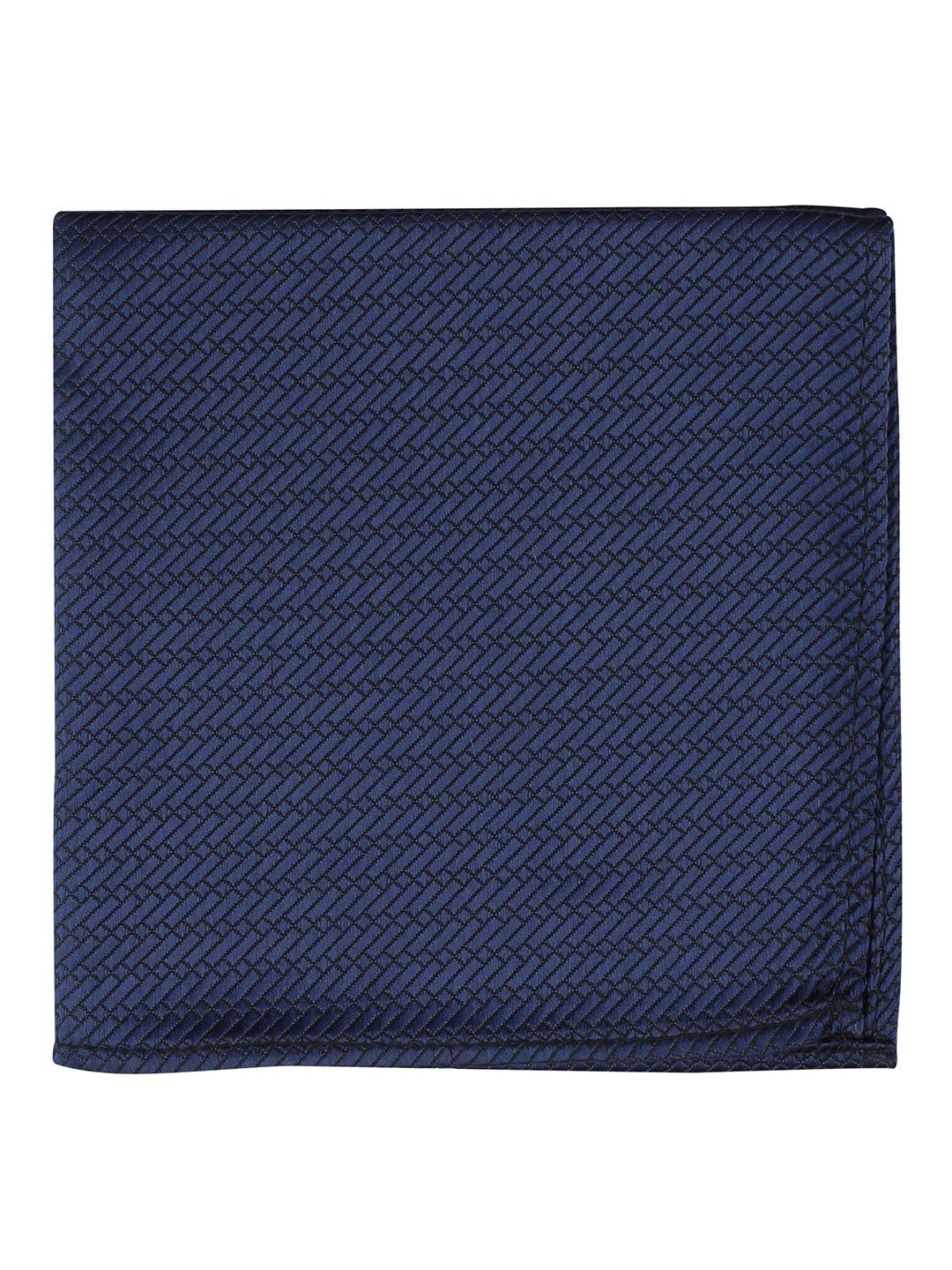 kavove KOVOVE Men Navy Blue Self Design Pocket Square-picture-3