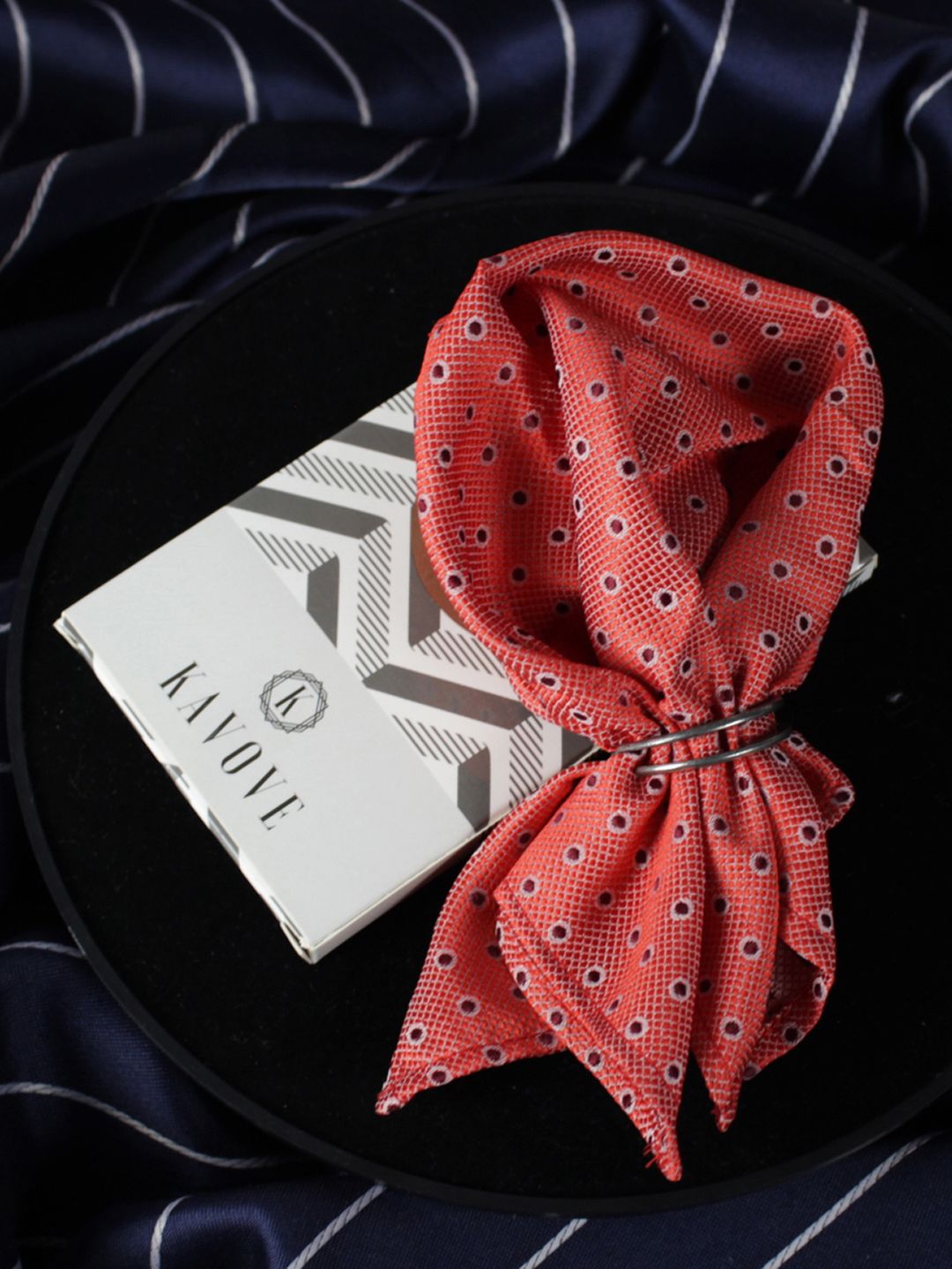 kavove KOVOVE Men Red Polka Dot Printed Pocket Square-picture-26
