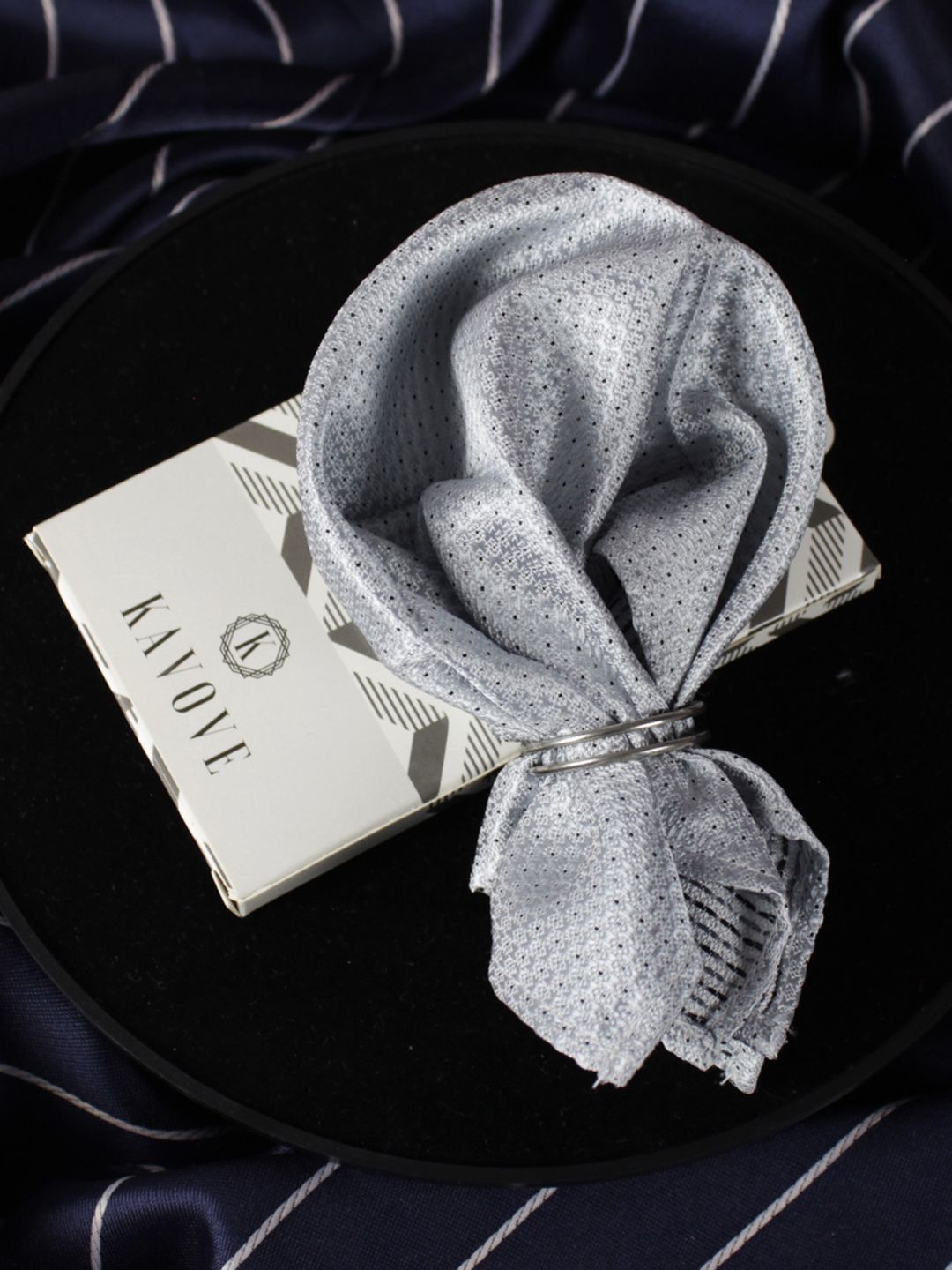 kavove KOVOVE Grey & Black Pocket Square-picture-48