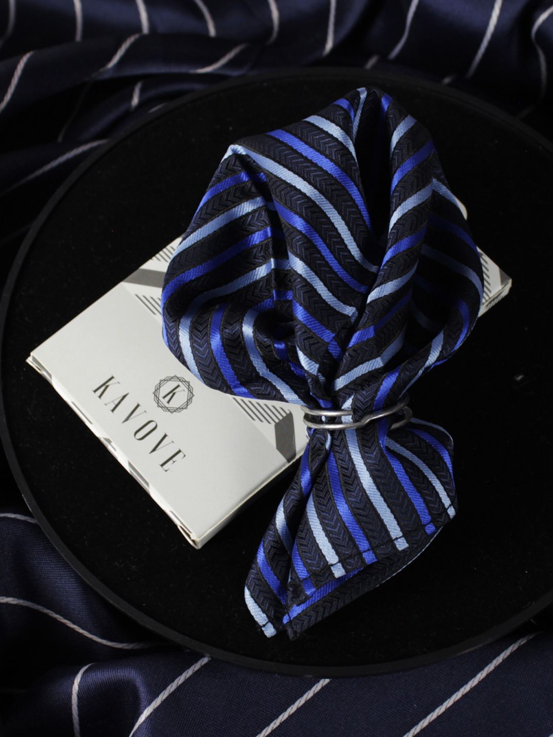 kavove KOVOVE Blue Striped Pocket Square-picture-41