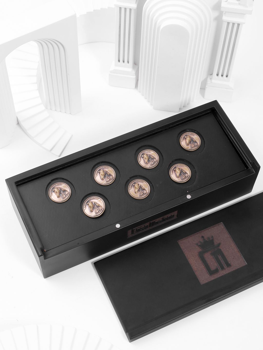 COSA NOSTRAA Set Of 7 Metallic Horse Coin Buttons-picture-45