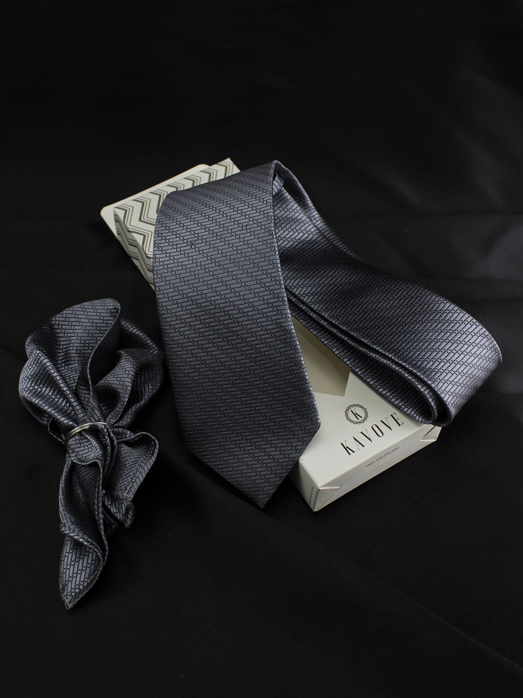 kavove KOVOVE Men Grey Striped Accessory Gift Set-picture-36