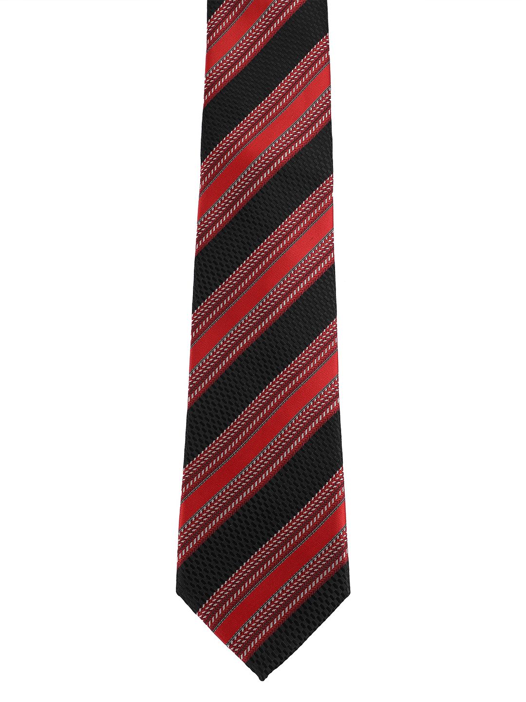 Alvaro Castagnino Men Maroon & Black Striped Skinny Tie-picture-30