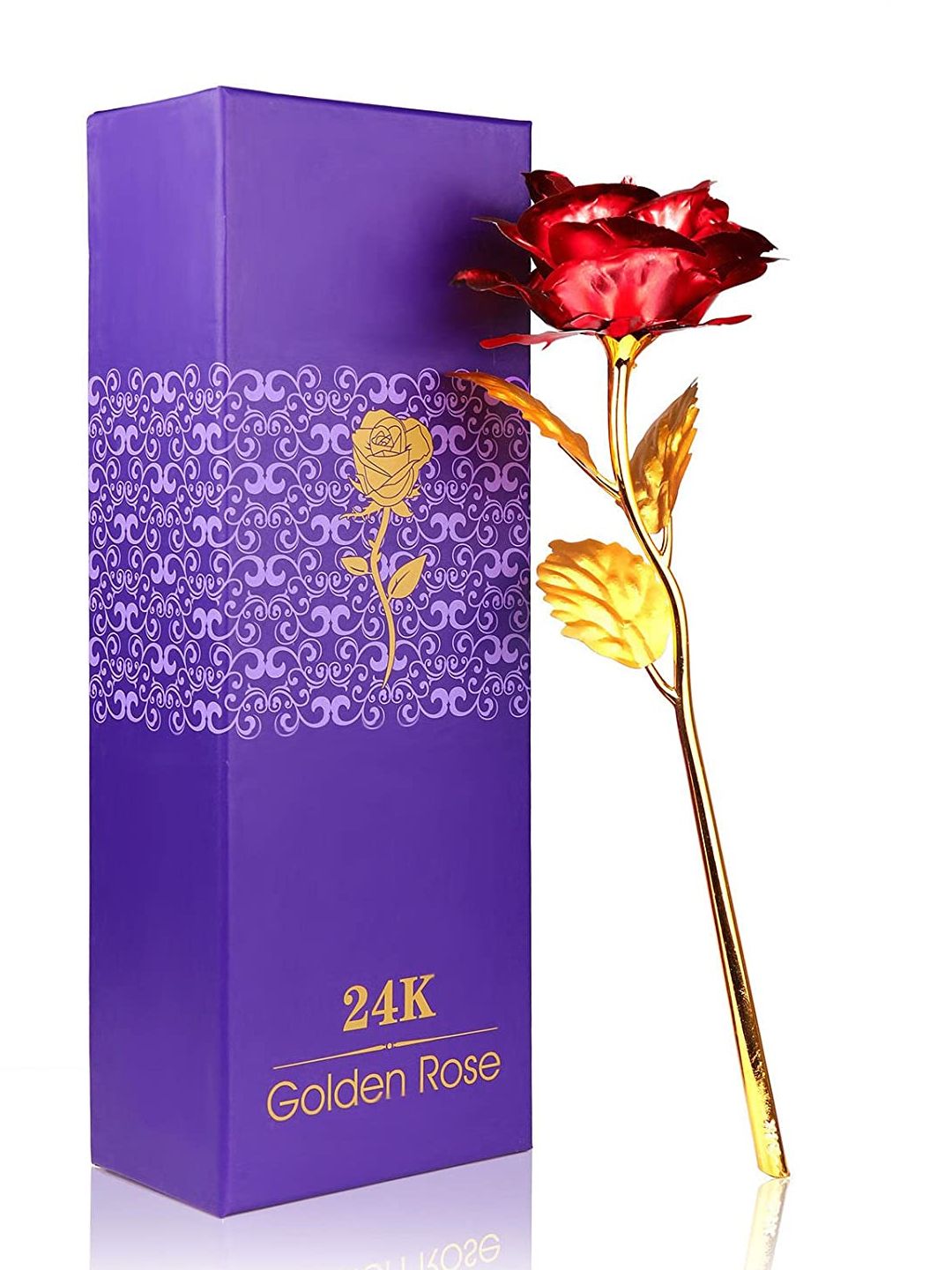 TIED RIBBONS Red & Gold-Toned Valentine Day Special Gift Artificial Rose Flower Stick-picture-21